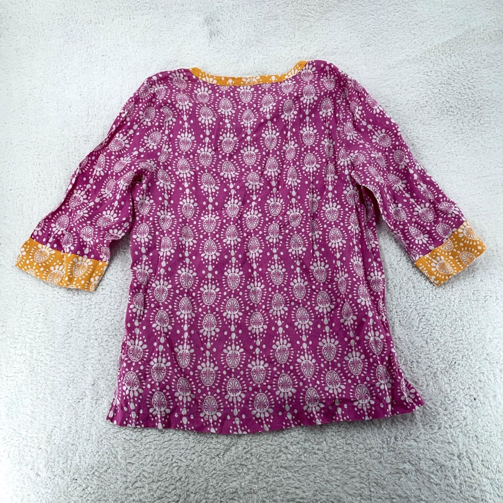 Vintage Sigrid Olsen Tunic Top Womens L Pink Yellow Linen Boho Printed 3/4 Sleeve V Neck Shirt Womens L Pink Linen Boho Tunic 3/4 Sleeve V-Neck Printed Size L / US 10 / IT 46 - 3 Thumbnail
