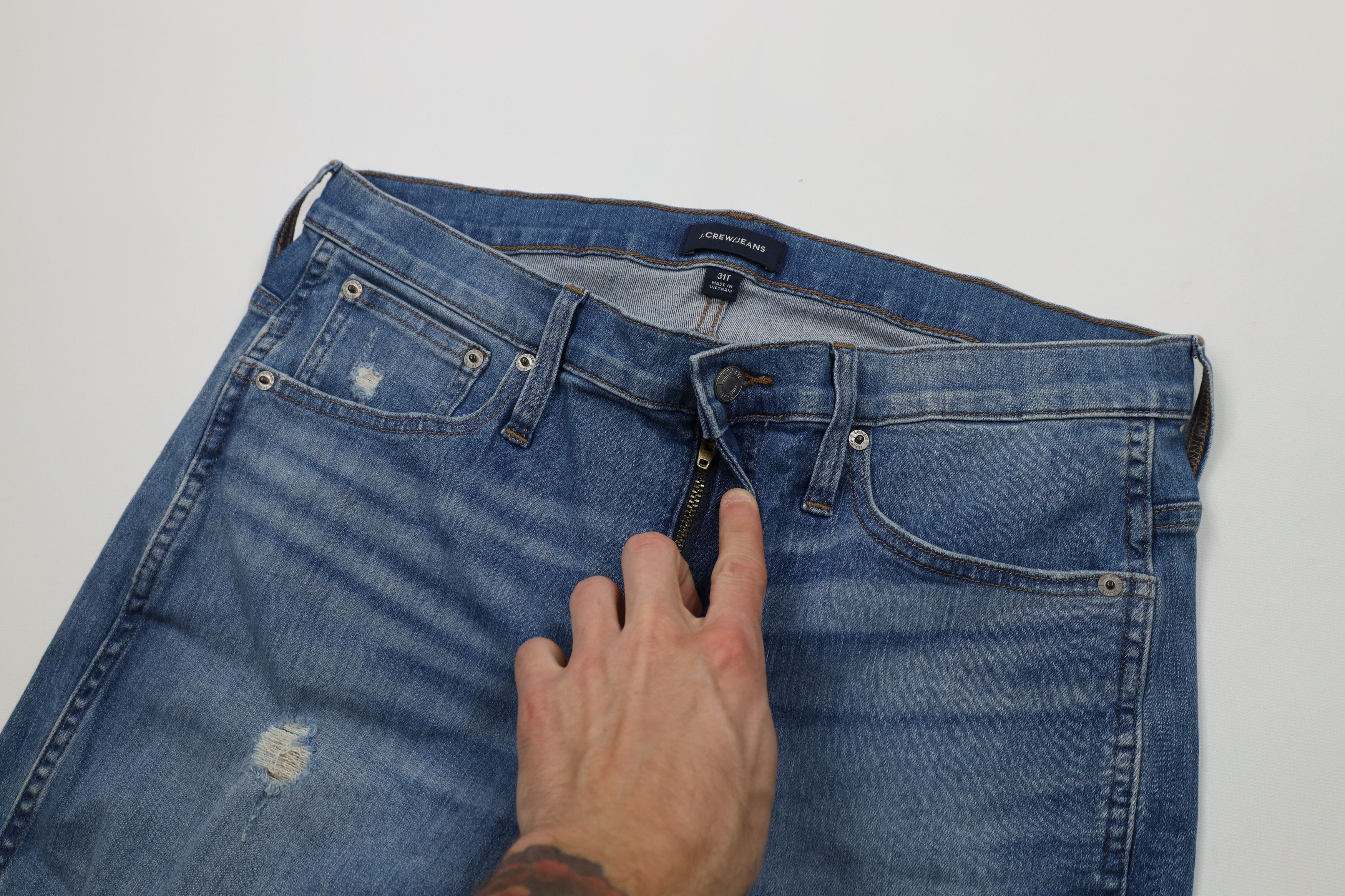 J.Crew J Crew Stretch Vintage Straight Leg Denim Jeans Blue Size 31" - 7 Thumbnail