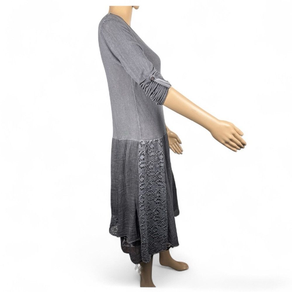 Other MADE IN ITALY Mix Media Grey Midi Dress Size S Size S / US 4 / IT 40 - 3 Thumbnail