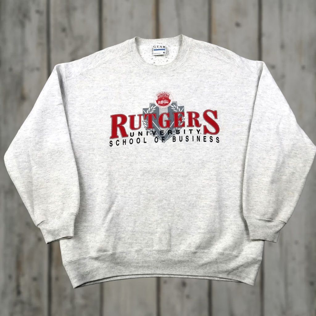 Vintage Vintage Rutgers University Crewneck Sweatshirt Men XL Gray 90s Graphic Print USA Made Pullover Sweatshirt Mens XL Size US XL / EU 56 / 4 - 1 Thumbnail