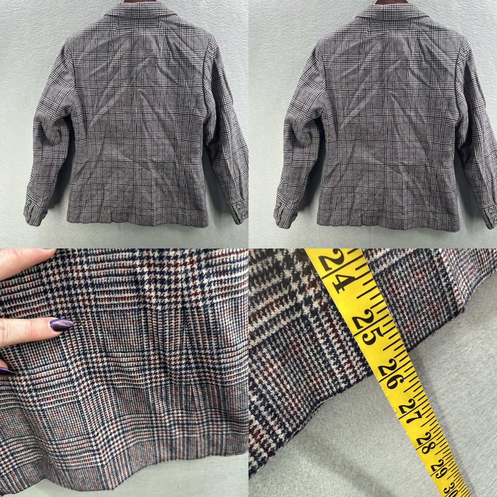 Pendleton VINTAGE Pendleton Wool Blazer Jacket Women M Beige Houndstooth Preppy Vintage Wool Reading Read Blazer Women M Size M / US 6-8 / IT 42-44 - 9 Thumbnail