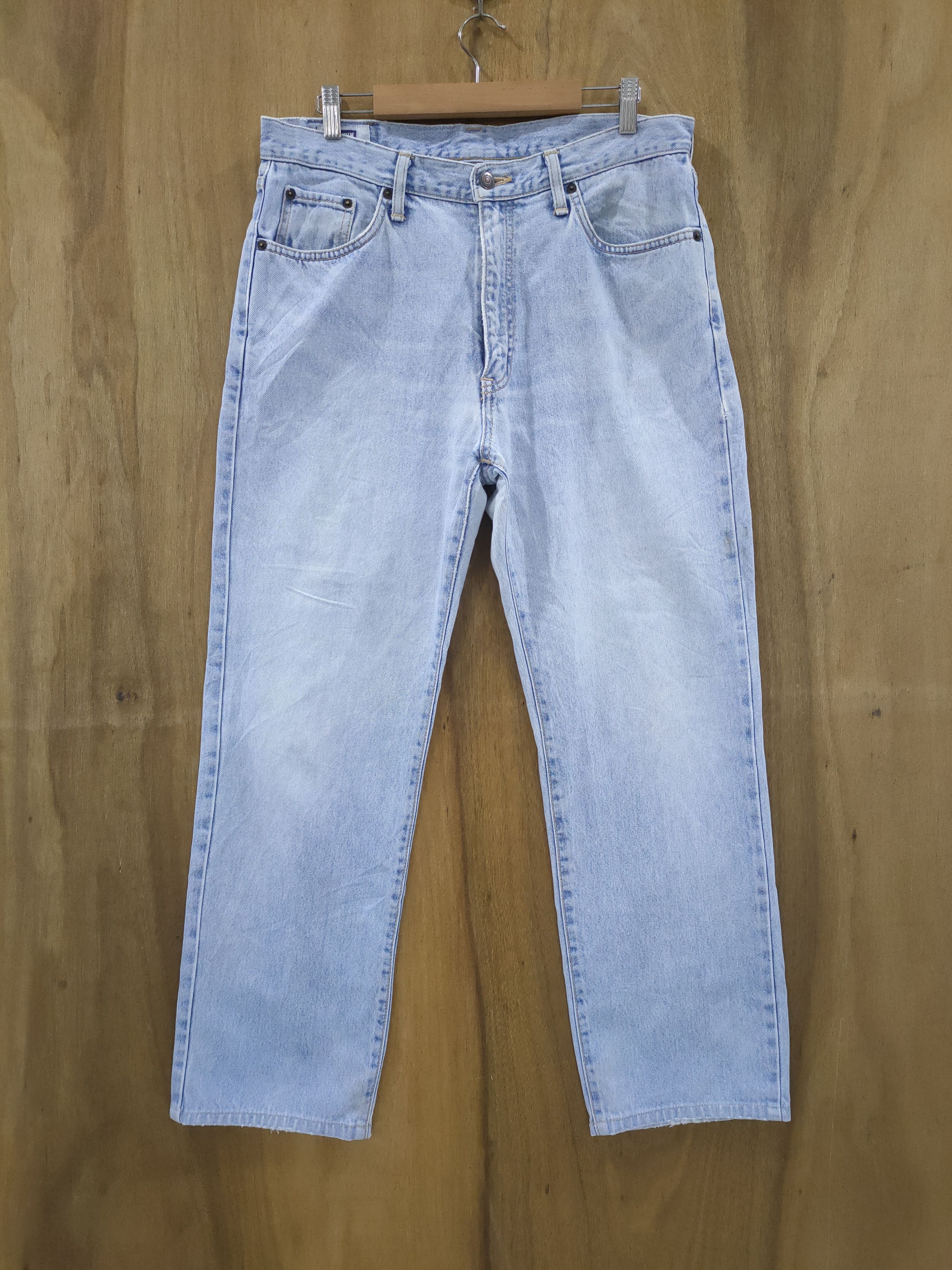 Edwin × StraightFaded × Vintage VINTAGE EDWIN LIGHT BLUE DISTRESSED JEANS DENIM PANTS Size US 34 / EU 50 - 1 Thumbnail