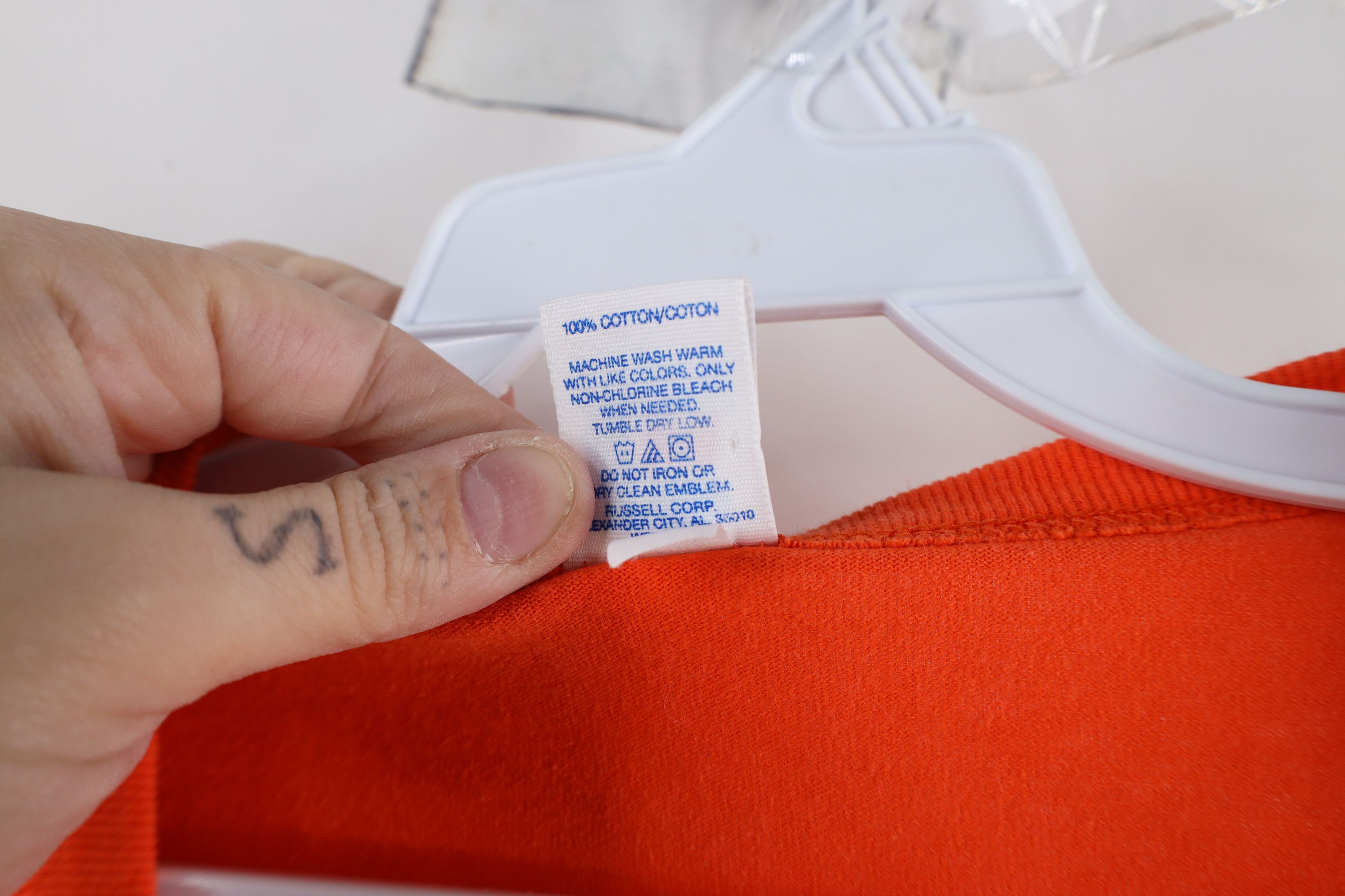Russell Athletic × Vintage Vintage 90s Russell Athletic Blank Cotton T-Shirt Orange Size US XL / EU 56 / 4 - 7 Thumbnail