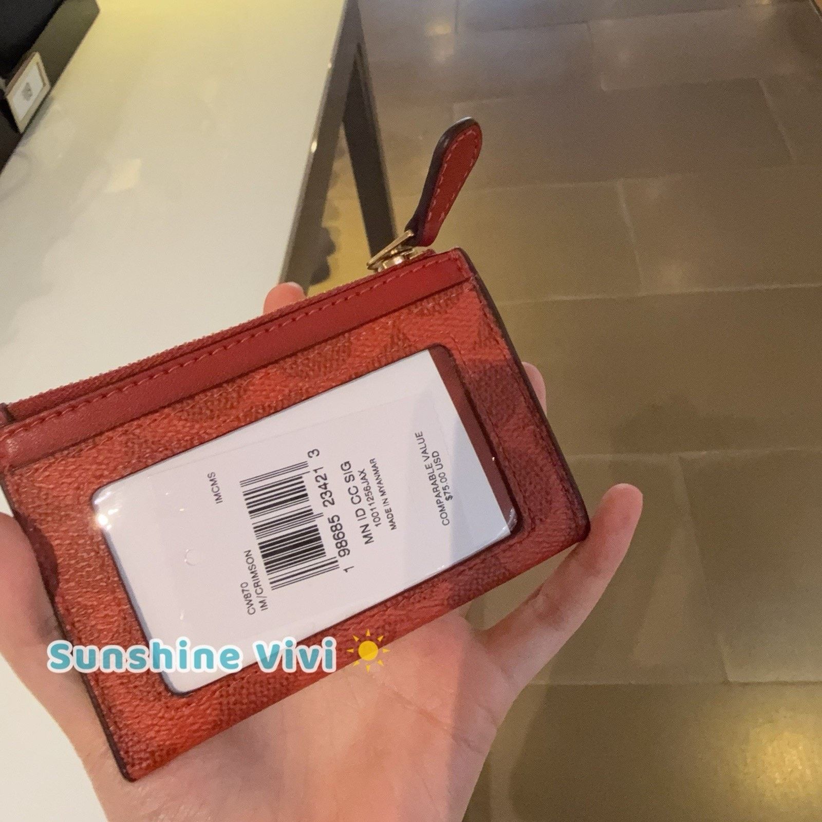 Coach NWT Coach Mini Skinny ID Case CW870 Signature Canvas CRIMSON Size ONE SIZE - 2 Thumbnail