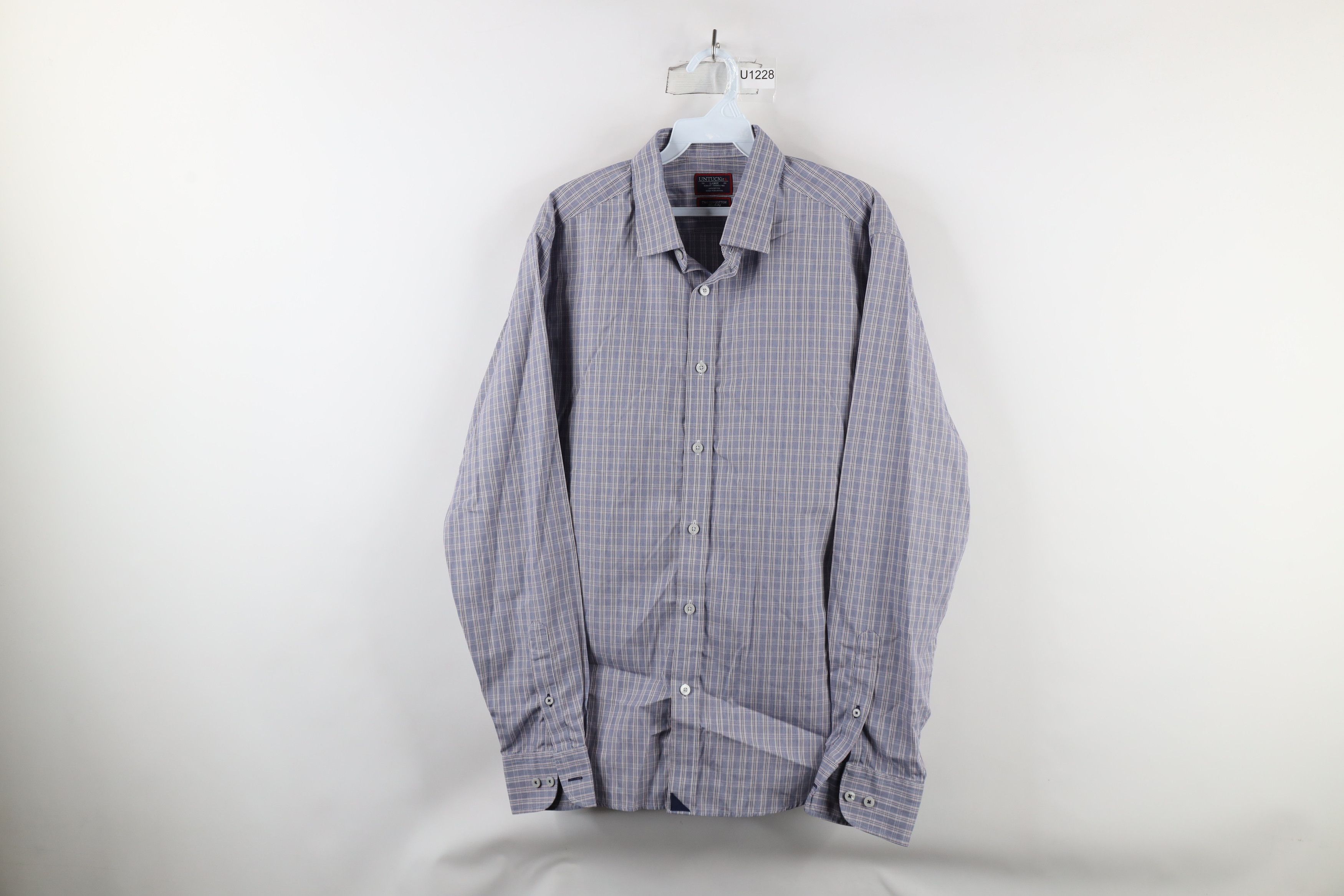 UNTUCKit × Vintage Untuckit Italy Two Ply Cotton Collared Button Shirt Plaid Size US L / EU 52-54 / 3 - 1 Thumbnail