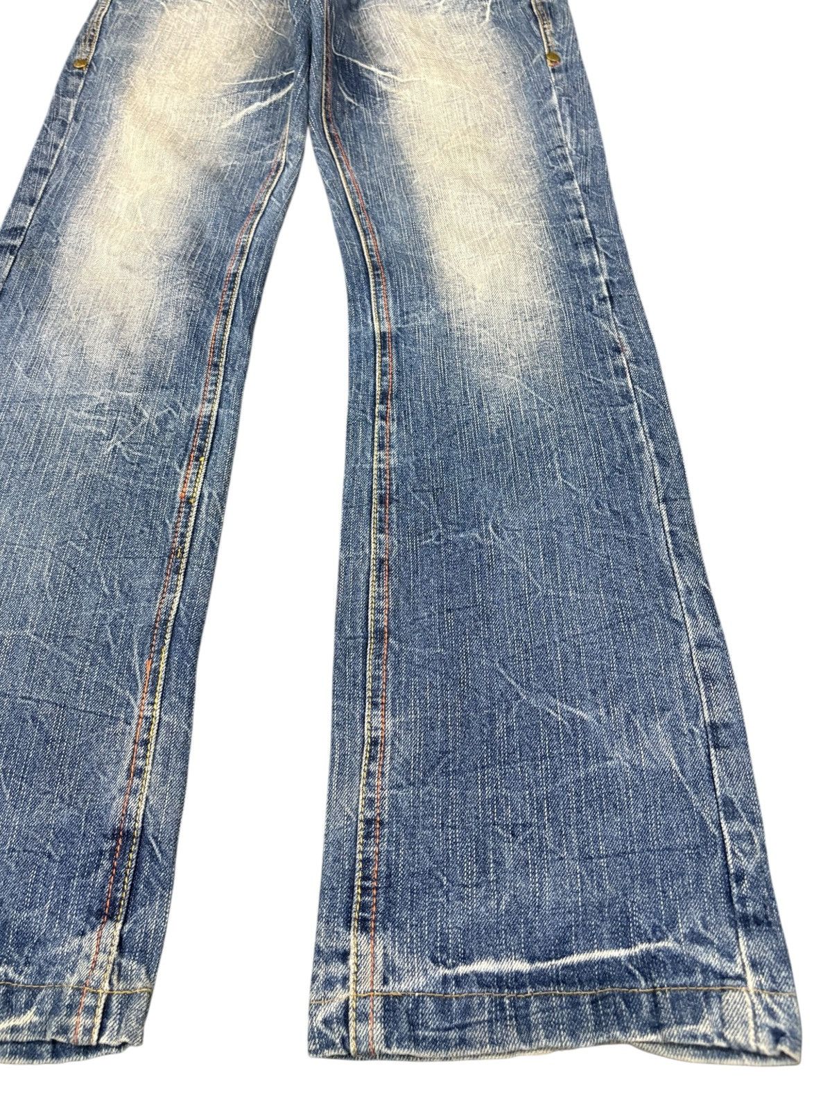 Japanese Brand Vintage Blow by Blue Cracked Faded Wash Bootcut Jeans Size US 30 / EU 46 - 7 Thumbnail