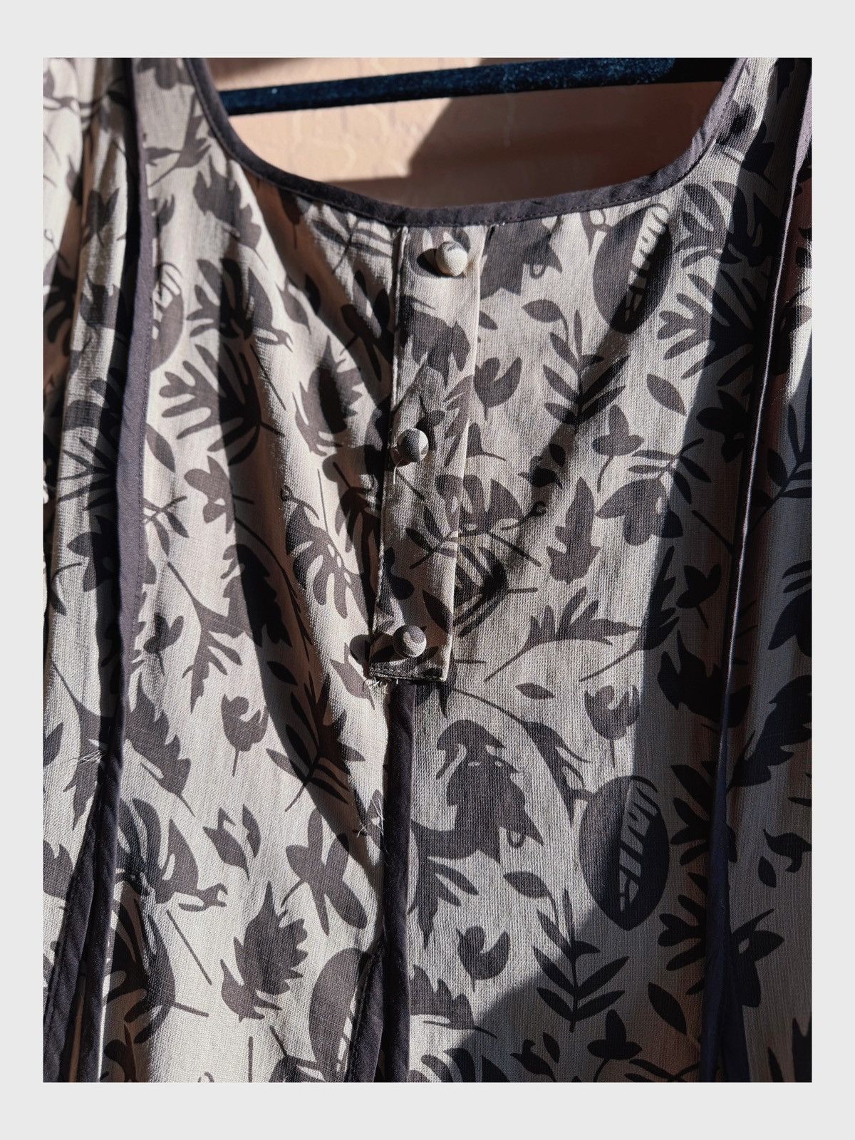 Other Vintage-Inspired Earth-Tone Button Front – Unique Leaf Print Size XL / US 12-14 / IT 48-50 - 3 Thumbnail