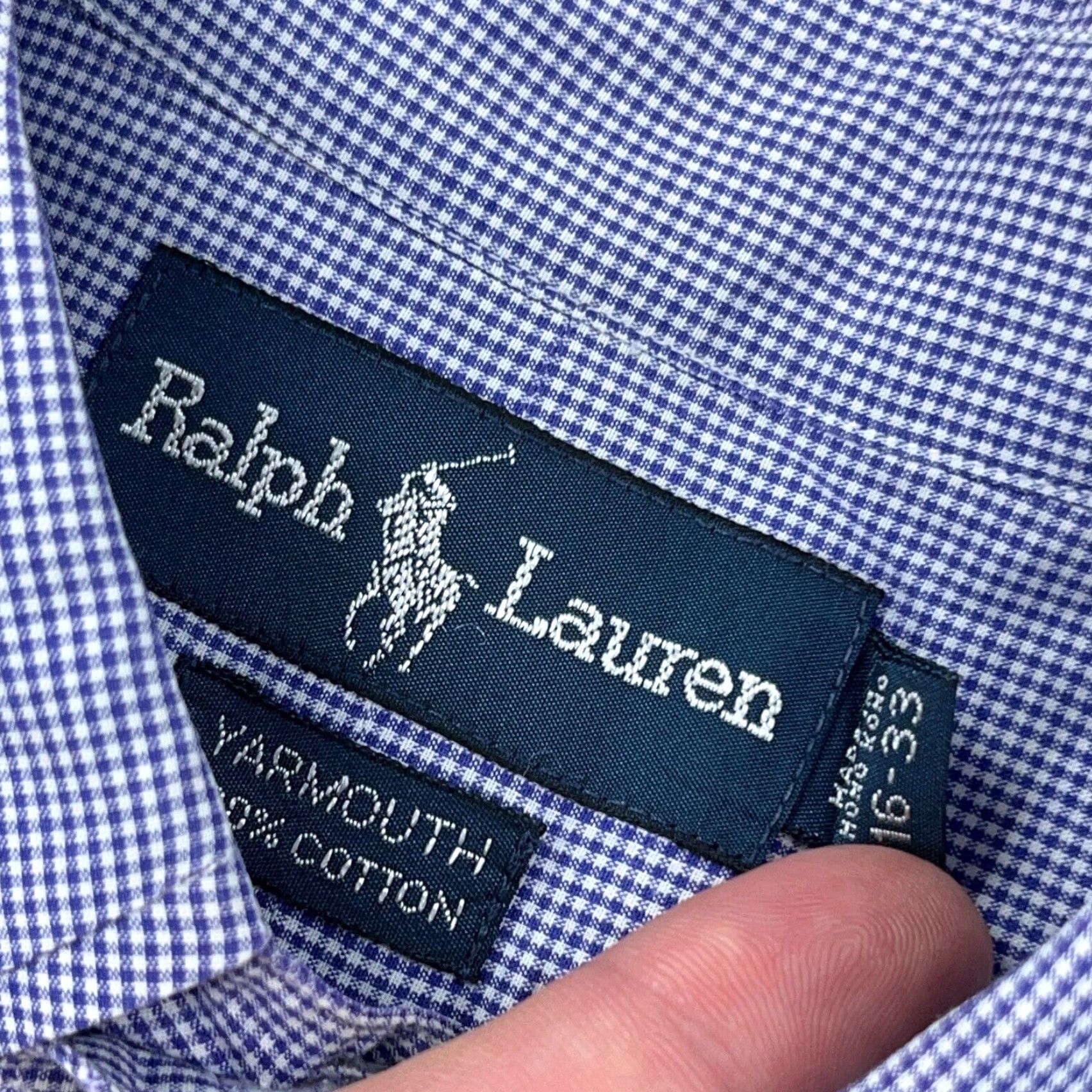Ralph Lauren Ralph Lauren Shirt Men 16 33 Blue Button Up Yarmouth Mini Check Size 42R - 6 Thumbnail