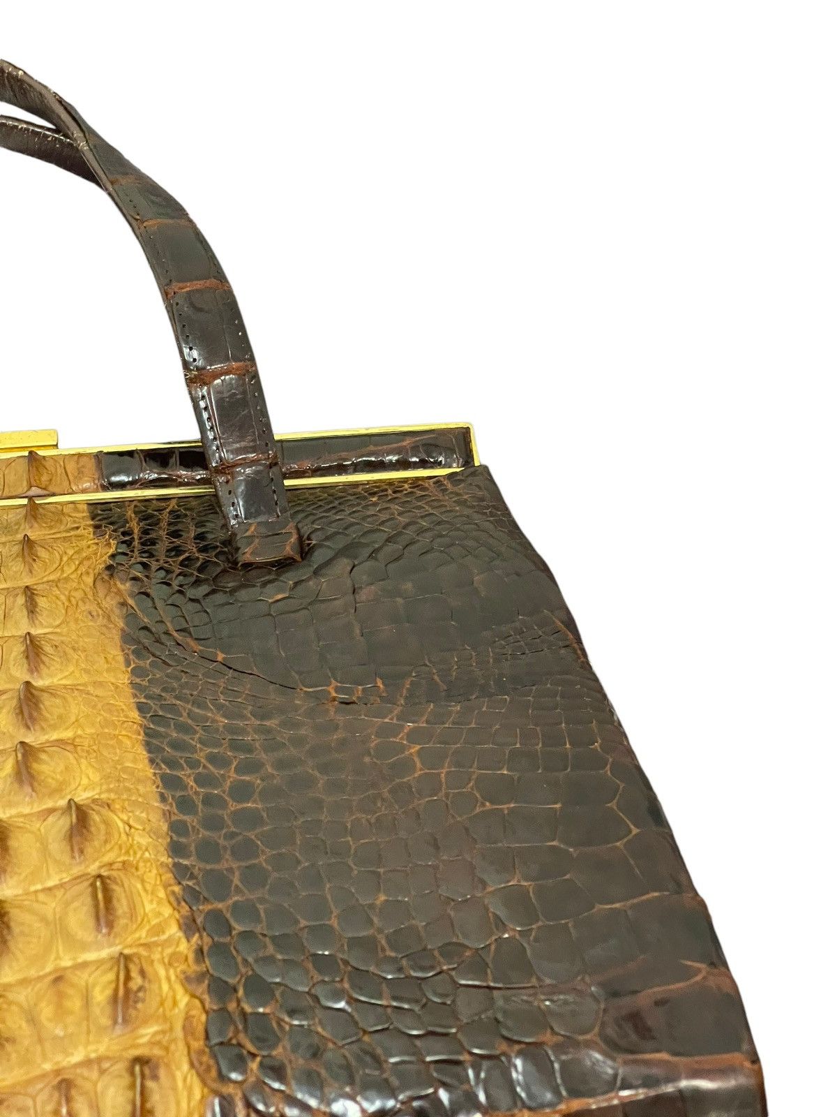 Vintage Crocodile Leather Patina Vtg 50s Unknown Japan Hand Bag 4🟩 Size ONE SIZE - 20 Thumbnail