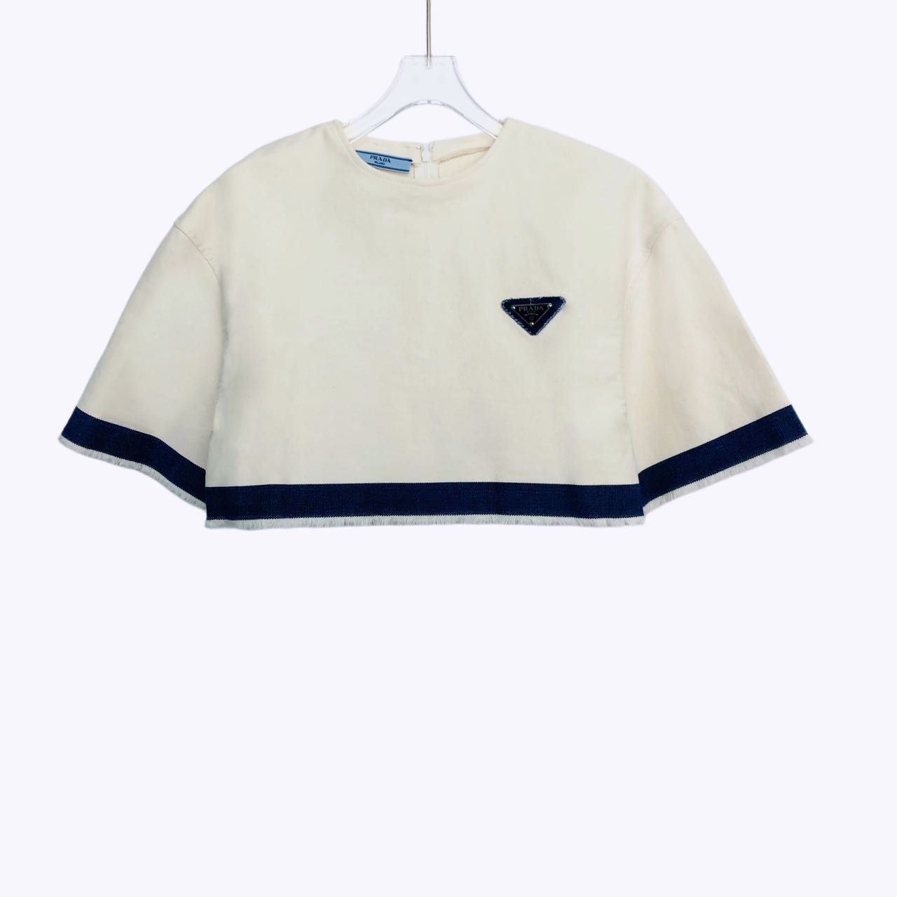 Prada Prada Logo Fringe Cropped Short Sleeve T-shirt K26WX Size XS / US 0-2 / IT 36-38 - 1 Thumbnail