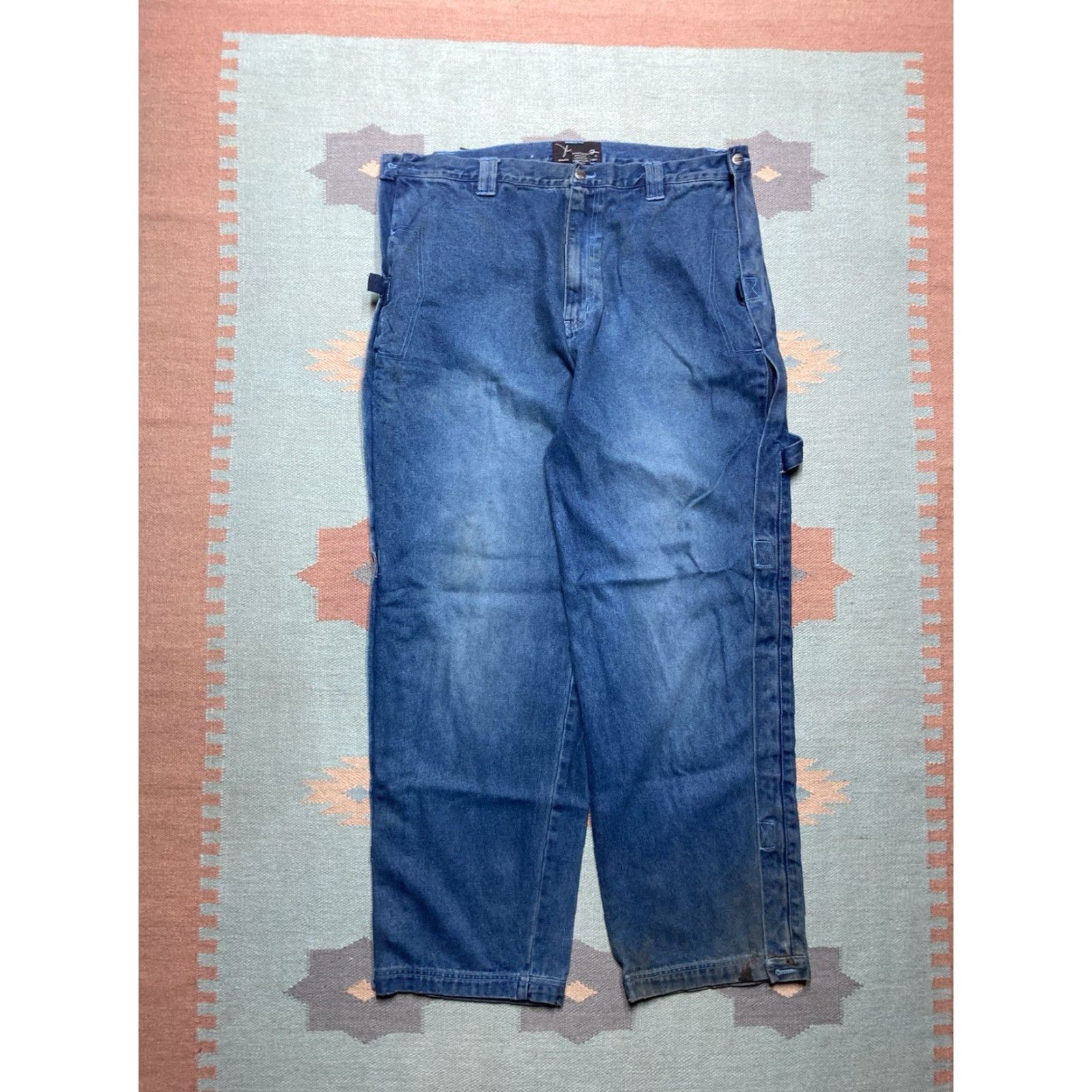 JNCO VINTAGE Jeans Men's 38x32 Blue Wide-Leg Hip Hop JNCO Style Baggy Carpenter Skater 90s 2000s Era Jeans with Zippers Side Size US 38 / EU 54 - 4 Thumbnail
