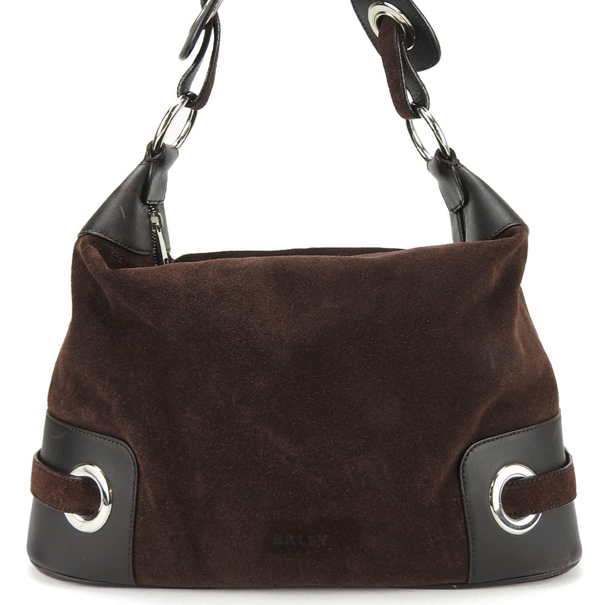 image of Bally Shoulder Bag Suede Leather Brown Women's