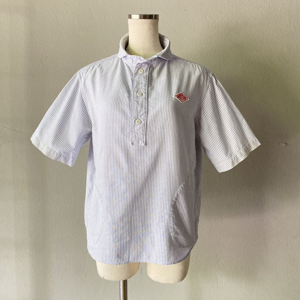 Danton DANTON Light Blue & White Striped Sailor Collar Shirt Size XS / US 0-2 / IT 36-38 - 15 Thumbnail