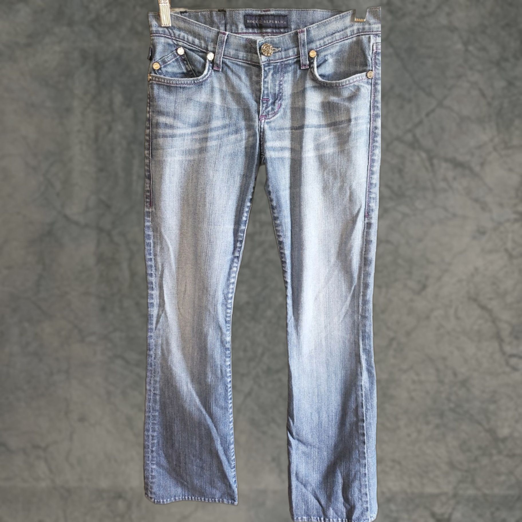 Vintage Rock and Republic Jeans Size 26 30" Waist Pink Stitching Bootcut Denim Women Size 26" / US 2 / IT 38 - 1 Thumbnail