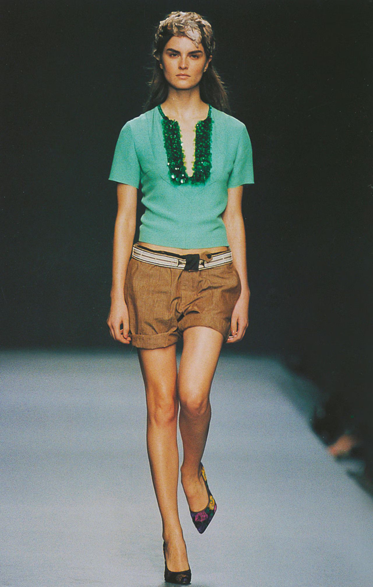 Miu Miu S/S 2004 Mint beaded embellished top & pencil skirt set Size M / US 6-8 / IT 42-44 - 2 Thumbnail