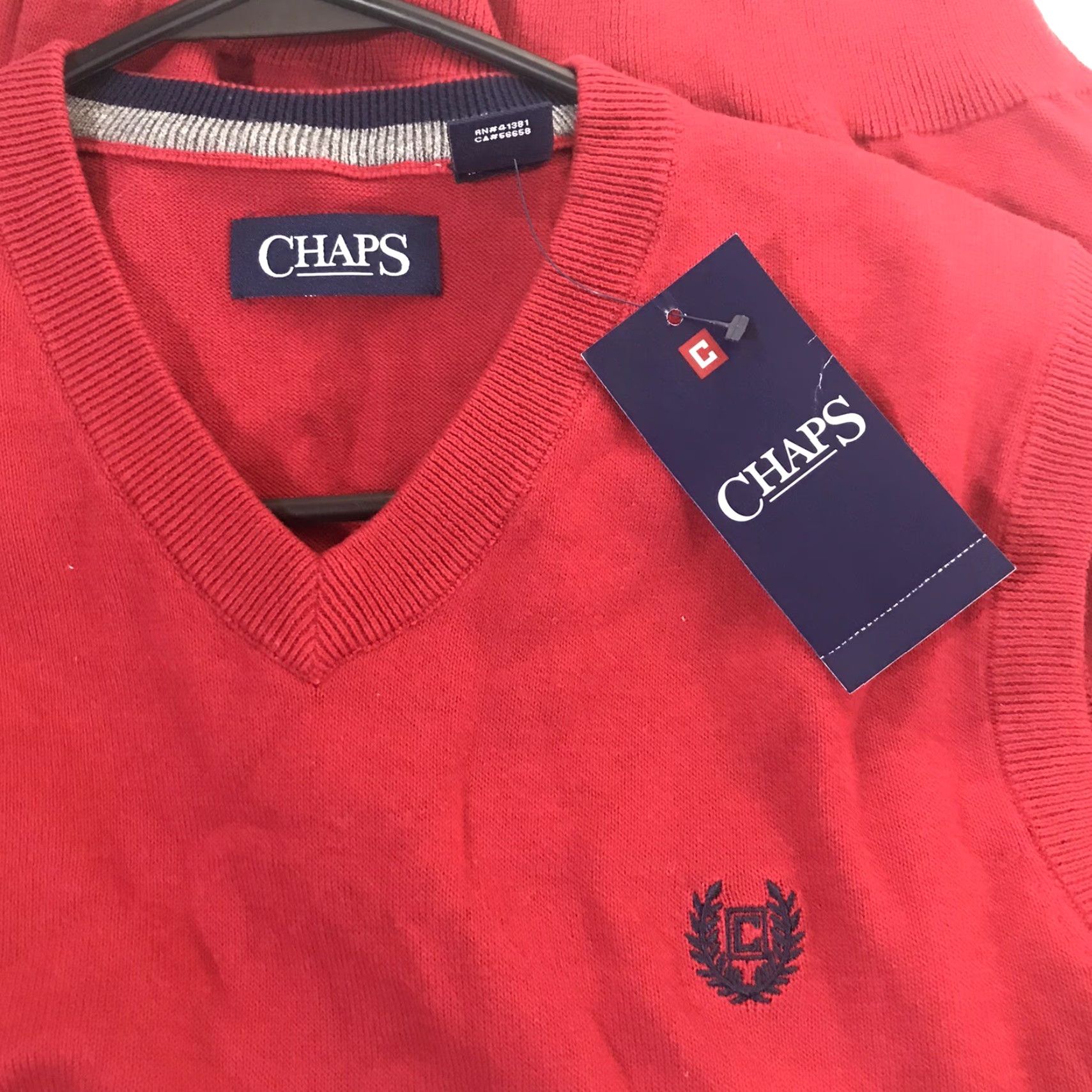 Chaps Chaps Red Cotton Sweater Vest Mens Size M Knit V-Neck Casual Winter Fall Size US M / EU 48-50 / 2 - 3 Thumbnail