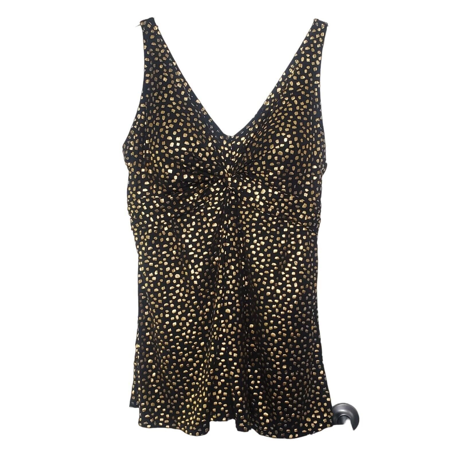 Designer Swim 365 Skirted Swim Dress Womens Size 24 Black Gold Size 4XL / US 24-26 - 2 Thumbnail