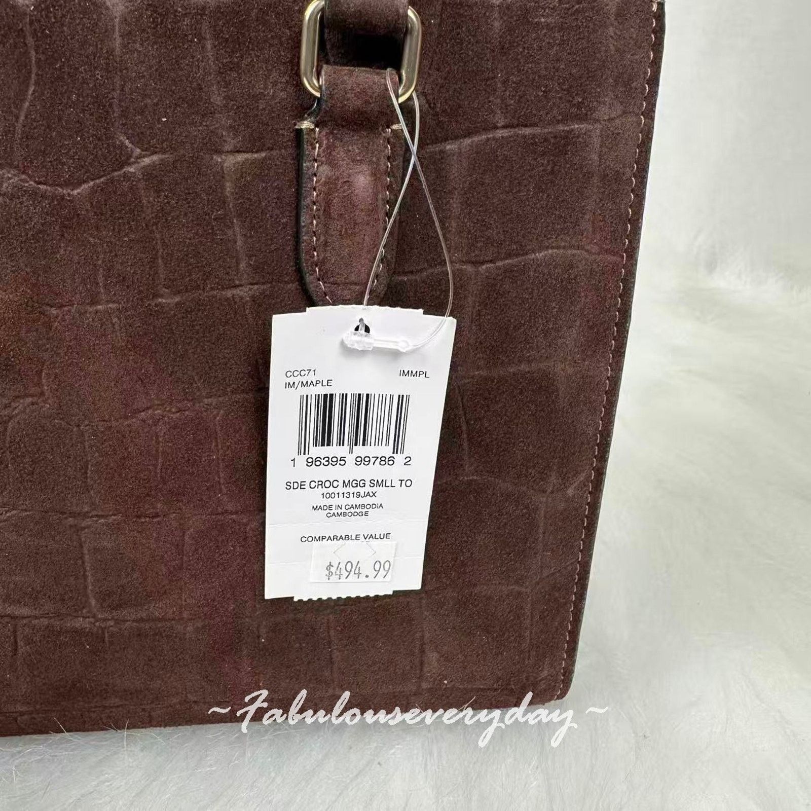 Coach Coach Maggie Small Tote Crocodile-embossed Suede/Gold/Maple Size ONE SIZE - 4 Thumbnail
