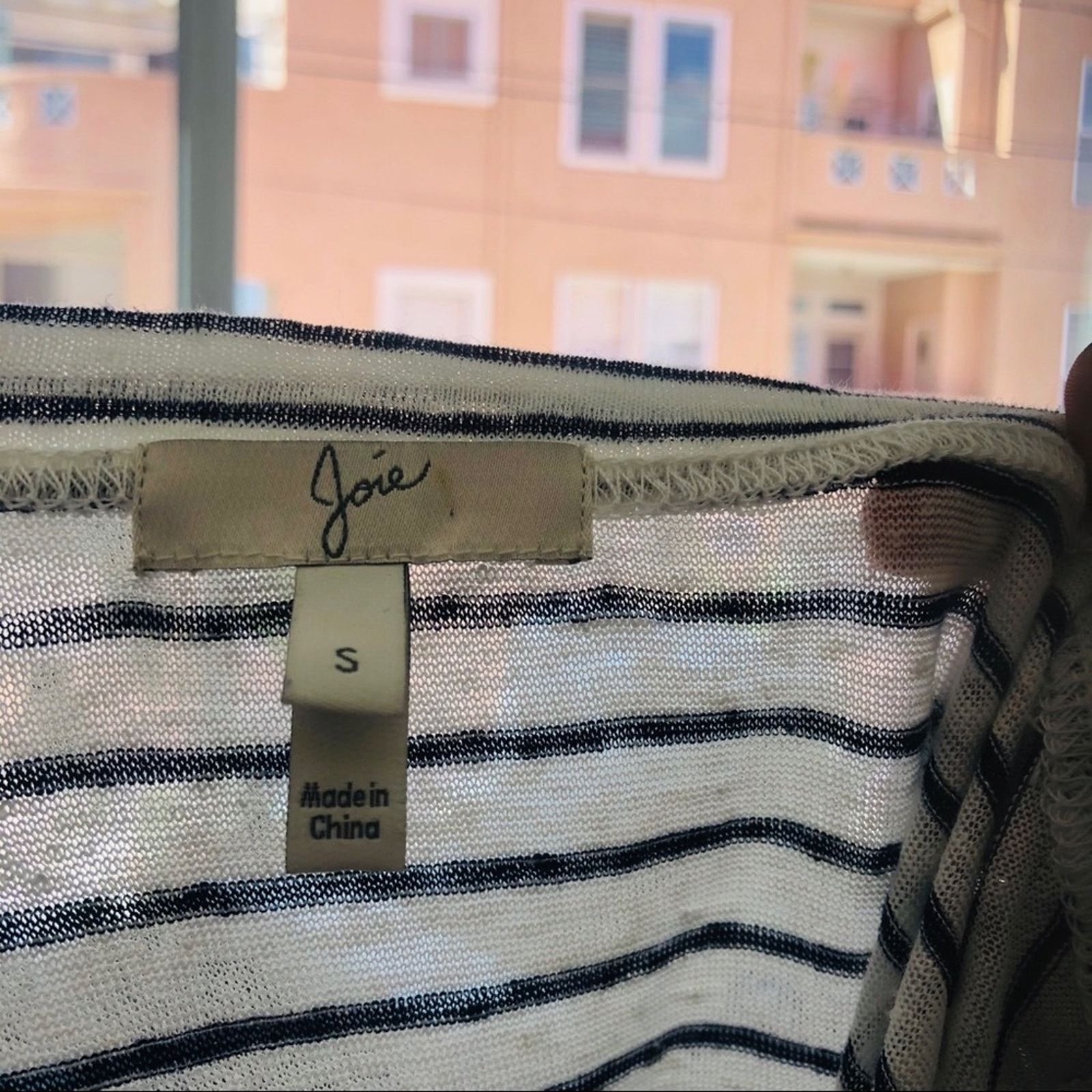 Joie JOIE White Blue Striped Ruffle Tiered Eyelet Lace Shirt Top Size S / US 4 / IT 40 - 7 Thumbnail