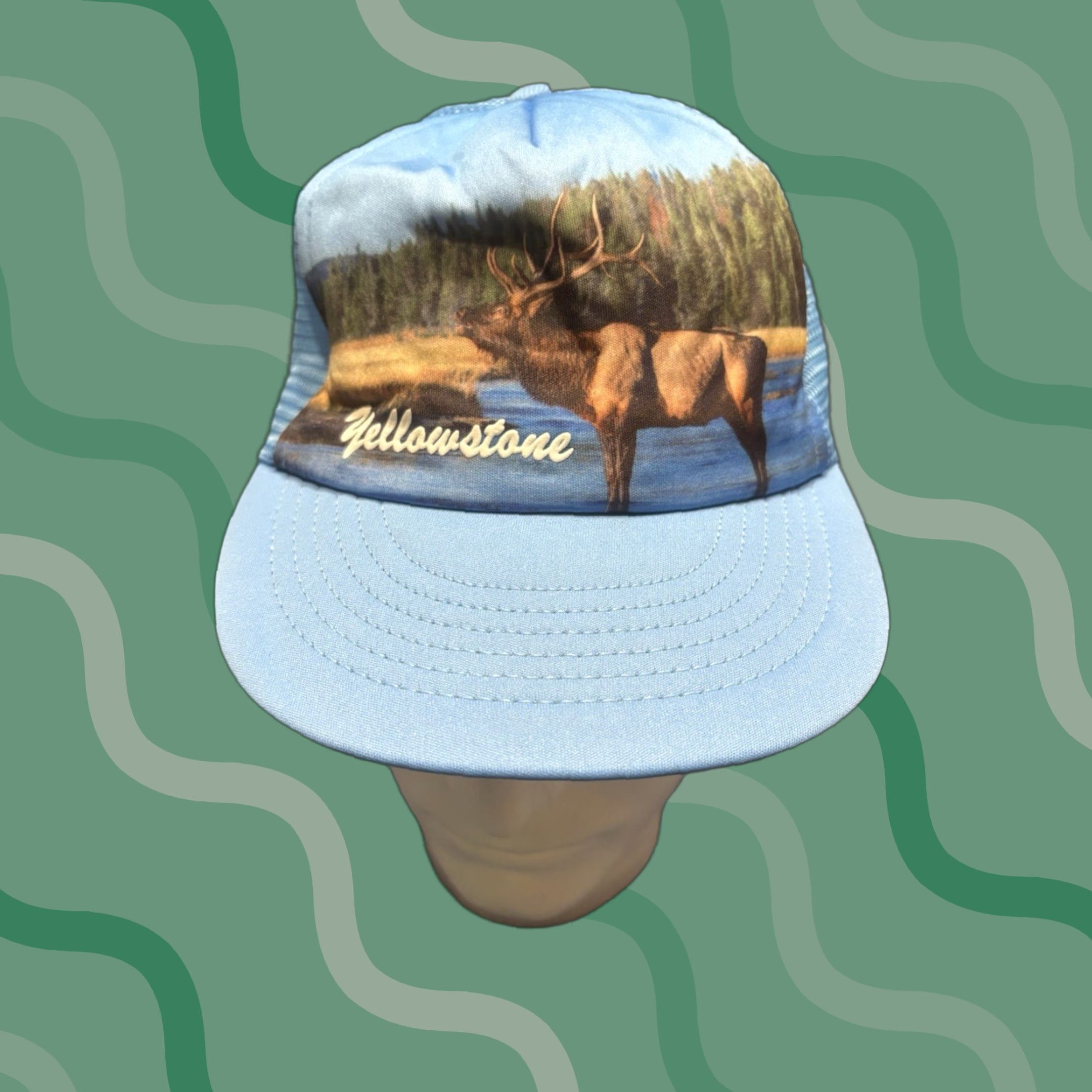 Vintage VINTAGE Yellowstone Park Trucker Hat Elk Snapback Cap Blue Size US M / EU 48-50 / 2 - 1 Thumbnail