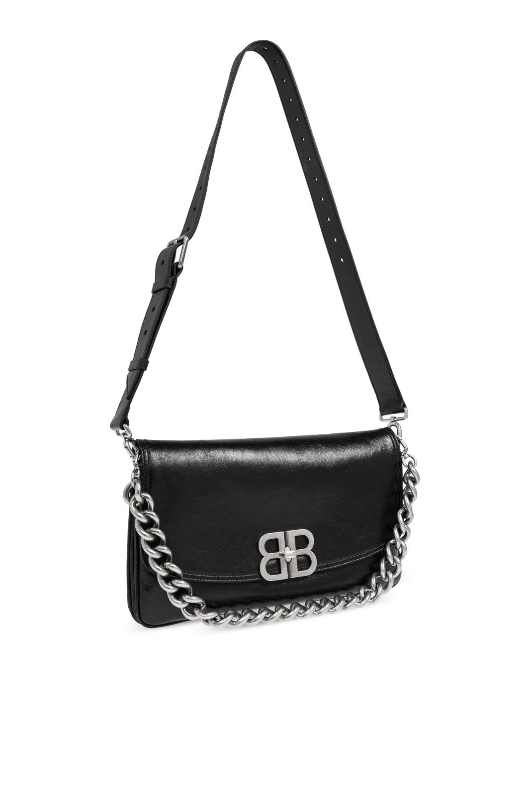 Band Tees BALENCIAGA BB Soft Medium Black Leather Shoulder Bag Size ONE SIZE - 3 Thumbnail