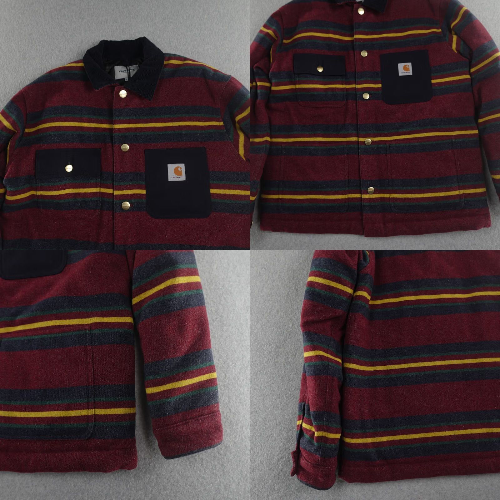 Carhartt Wip VINTAGE Carhartt WIP Oregon Jacket Mens Large (24X29) Burgundy Starco Stripe Workwear Size US L / EU 52-54 / 3 - 8 Thumbnail