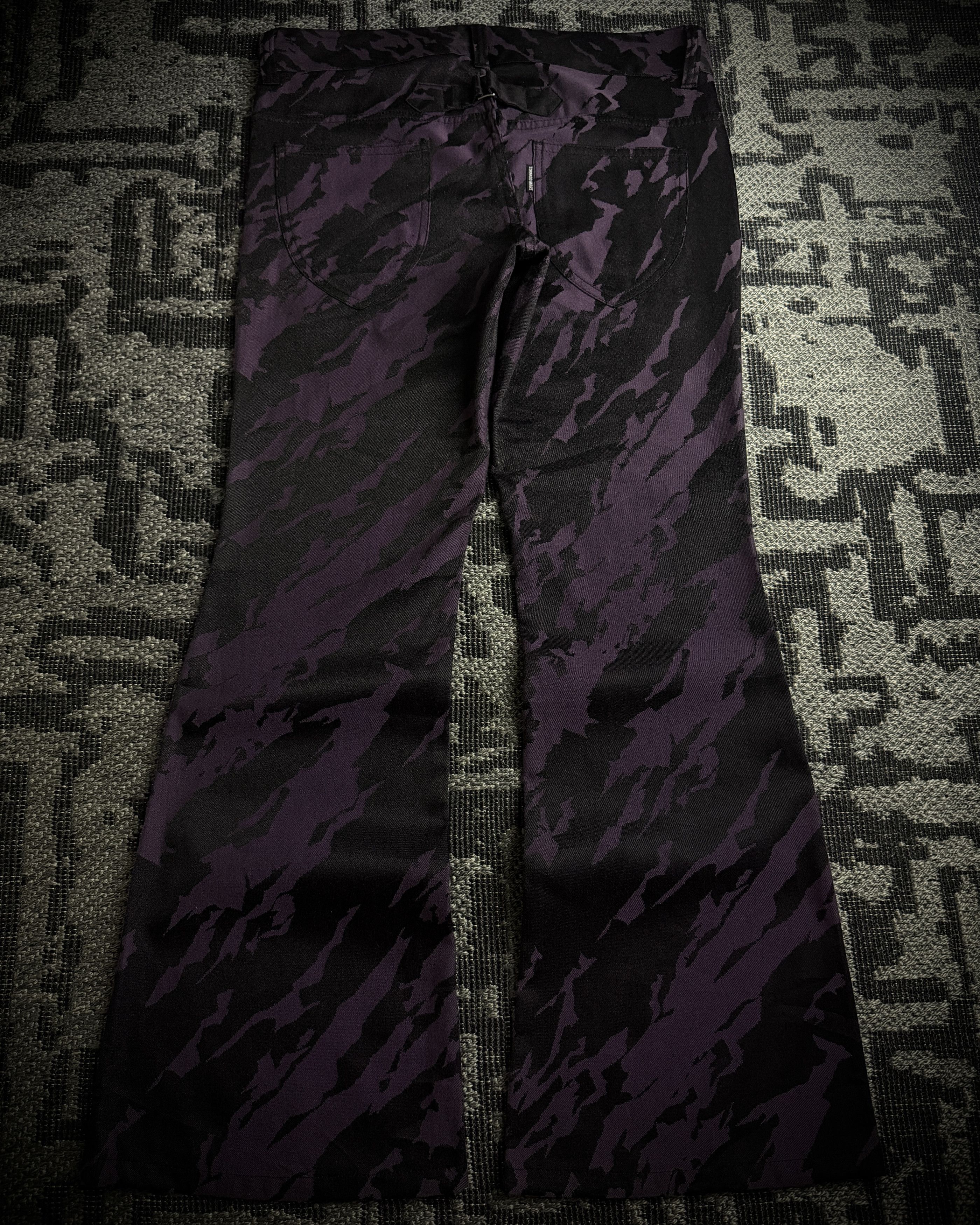 Tornado Mart Tornado Mart Purple Black Abstract Camo Flared Pants Size US 34 / EU 50 - 4 Thumbnail