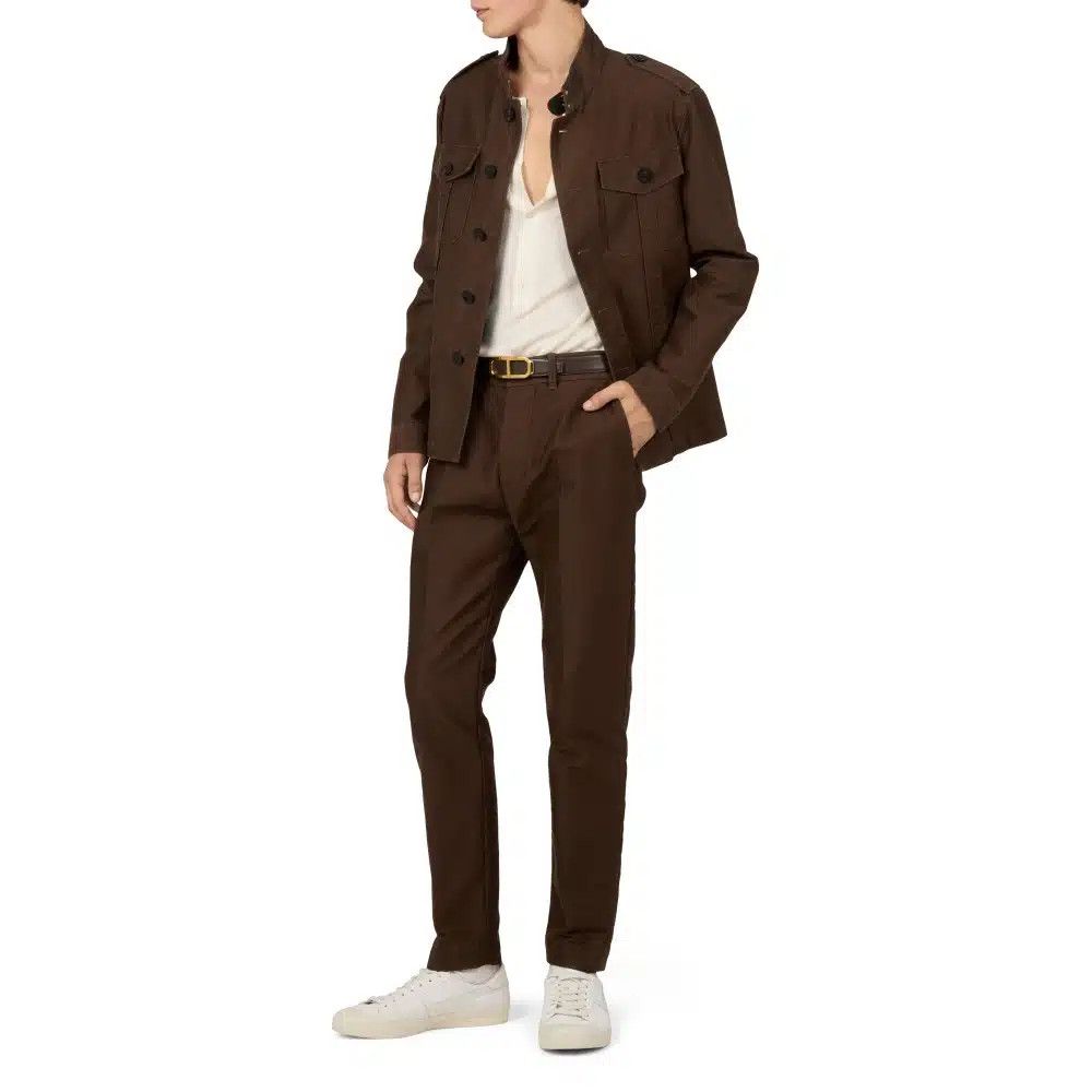 Tom Ford o1loc1c0925 OJS011 Stand Collar Outershirt in Brown Size US L / EU 52-54 / 3 - 2 Thumbnail