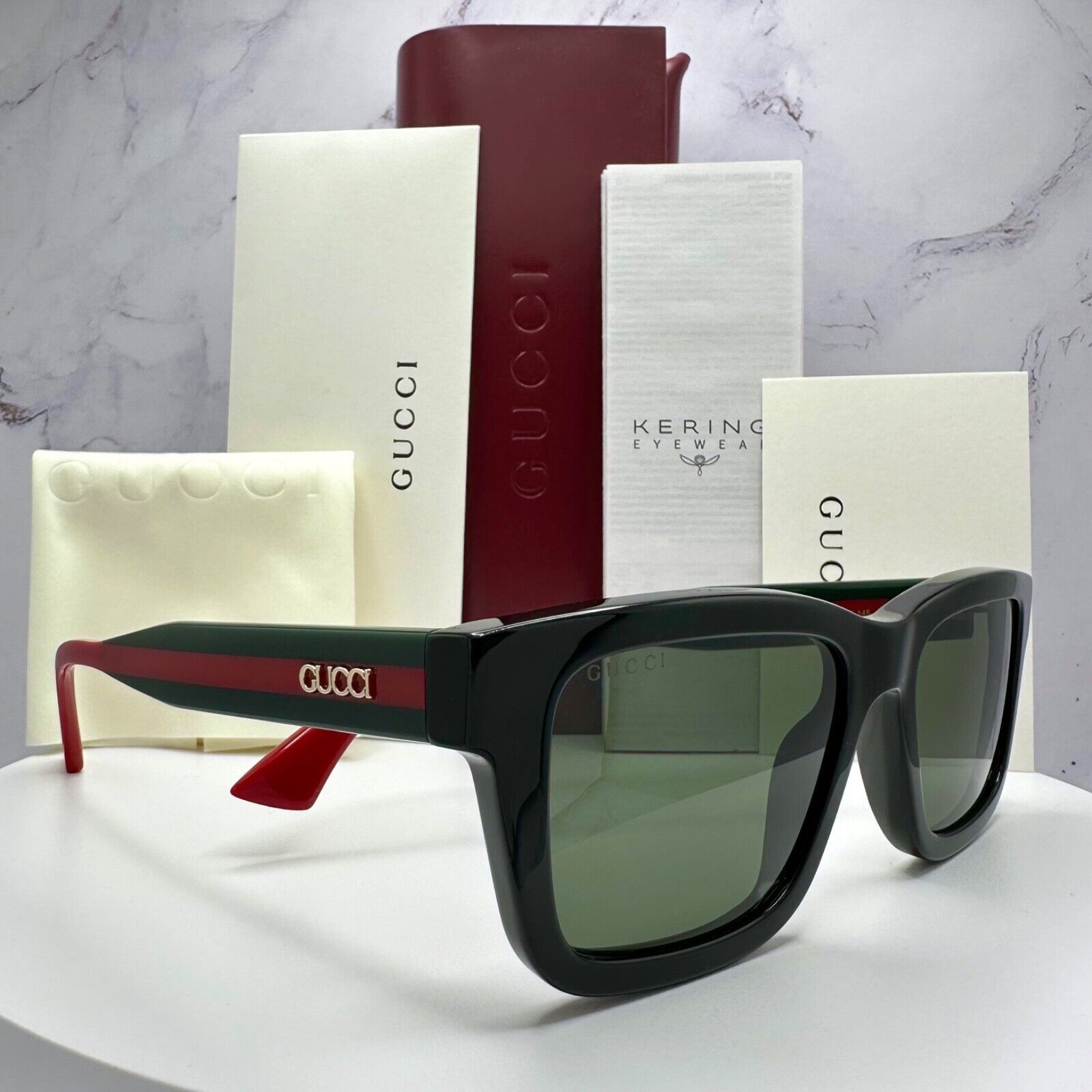 Gucci New GUCCI Sunglasses Black Gold 3D Metal Logo Square Size ONE SIZE - 17 Thumbnail