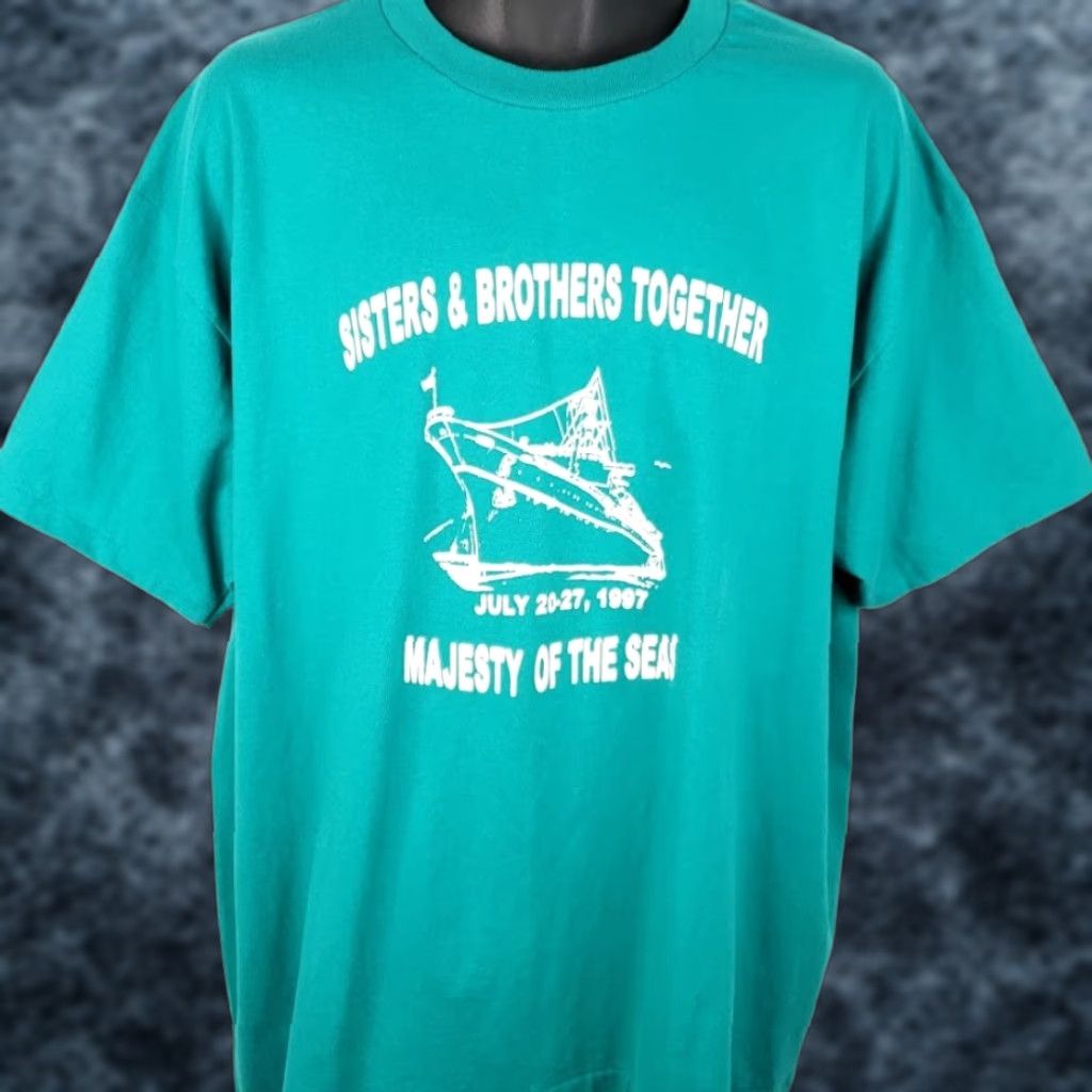 Hanes VINTAGE Majesty Of The Seas Cruise T Shirt Mens XL Green 90s Royal Caribbean Cruise Ship Graphic Tee Hanes Mens XL Sons & Brothers Size US XL / EU 56 / 4 - 1 Thumbnail