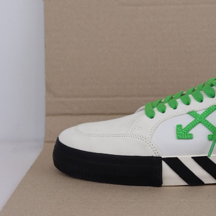 Off-White o1rshd1 Low Vulcanized Suede/Canva Sneakers in White Green Size US 7 / EU 40 - 3 Thumbnail