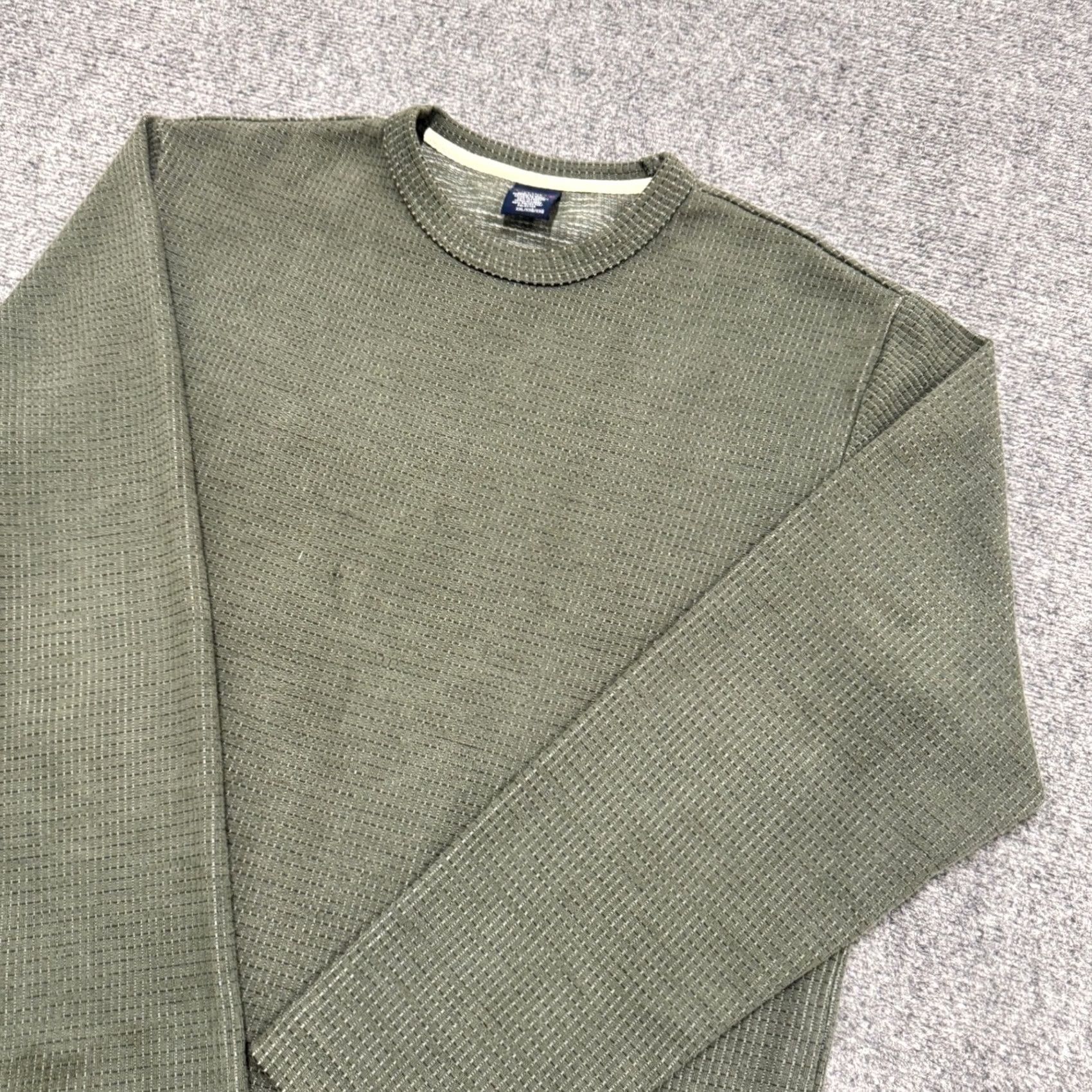 Tommy Hilfiger Tommy Jeans Long Sleeve Shirt Men's 2XL Green Cotton Blend Distressed Y2K Pullover Stained 2X Big & Tall Mens Size US XXL / EU 58 / 5 - 2 Thumbnail