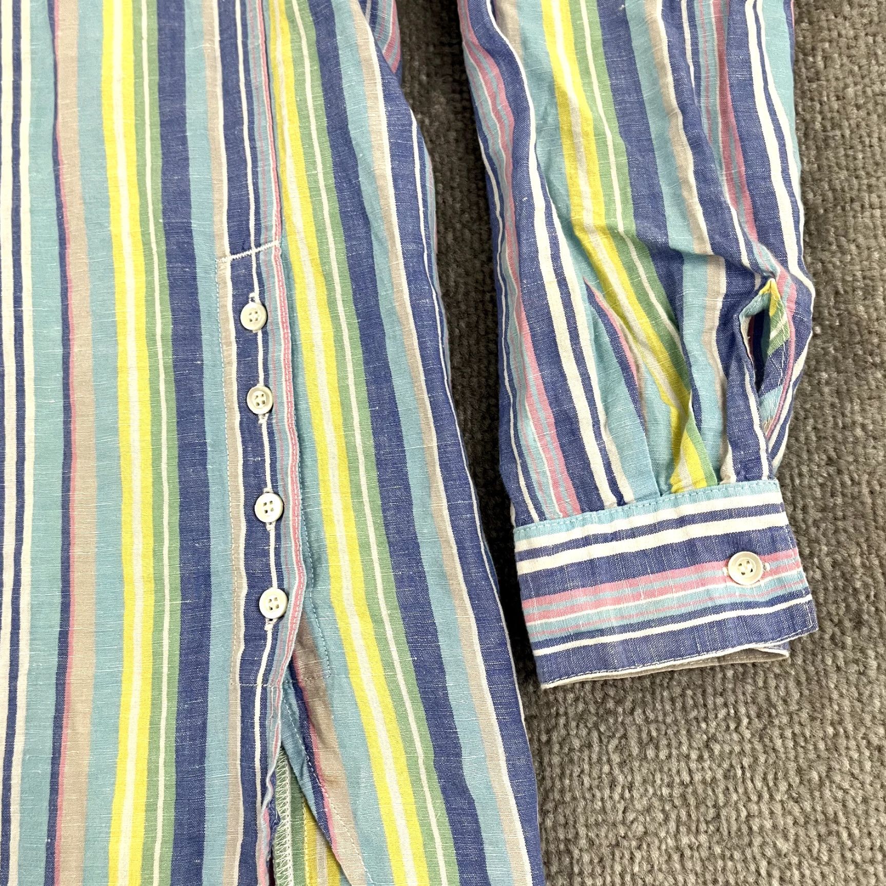J.McLaughlin J. MCLAUGHLIN Shirt Womens XS Pastel Striped Oversized Linen Blend Popover Top Size XS / US 0-2 / IT 36-38 - 3 Thumbnail