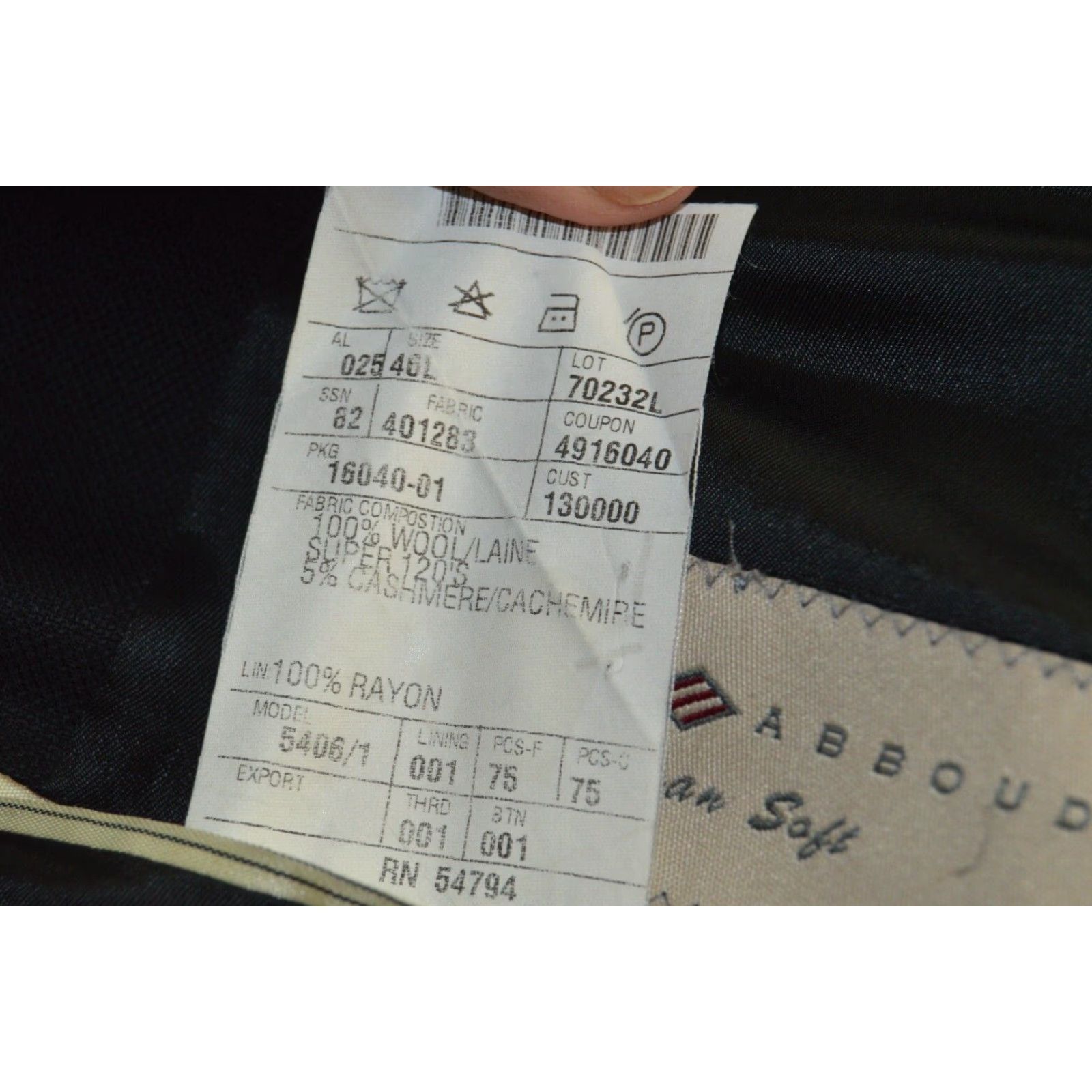 Joseph Abboud Joseph Abboud Sport Coat Men 46L Black Wool Blend Two Button Double-Vented Blazer Jacket Coat Notch Lapel Classic Fit Long Solid Shirt/Coat - Mens Size 46R - 7 Thumbnail