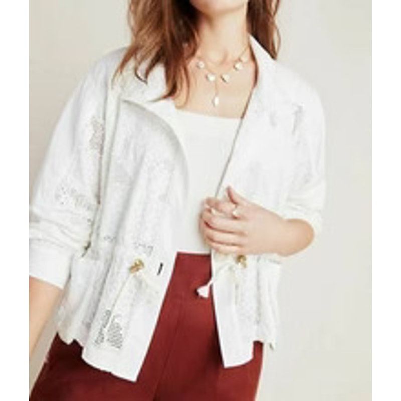 Anthropologie NWT Anthropologie Women's XS White Eyelet Anorak Jacket Size XS / US 0-2 / IT 36-38 - 2 Thumbnail
