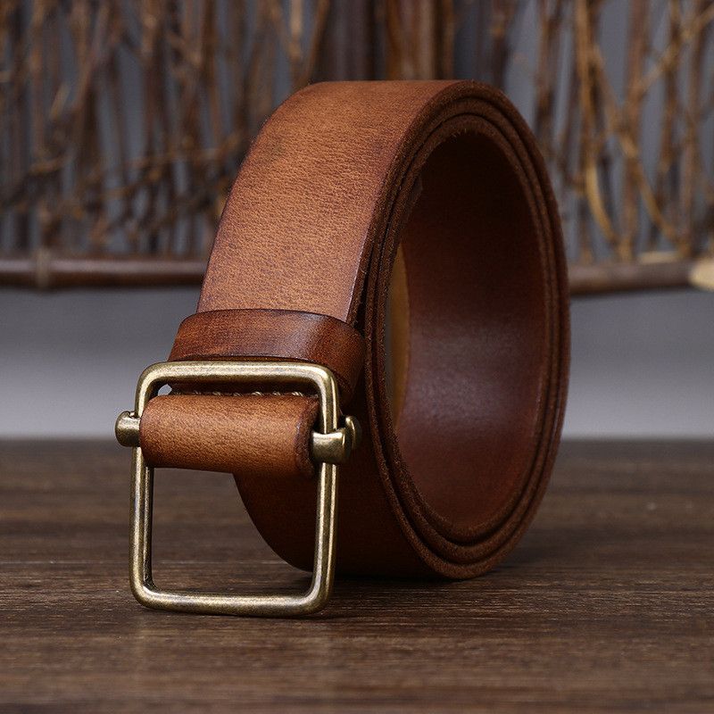 Leather Smooth Buckle Leather Belt Size ONE SIZE - 3 Thumbnail