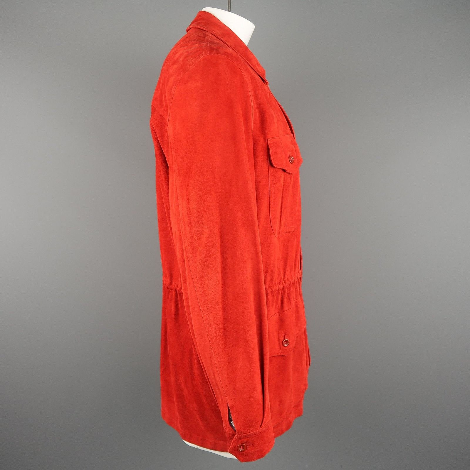 Valstar VALSTAR 42 Red Suede Four Pocket Drawstring Waist Coat Size US L / EU 52-54 / 3 - 6 Thumbnail