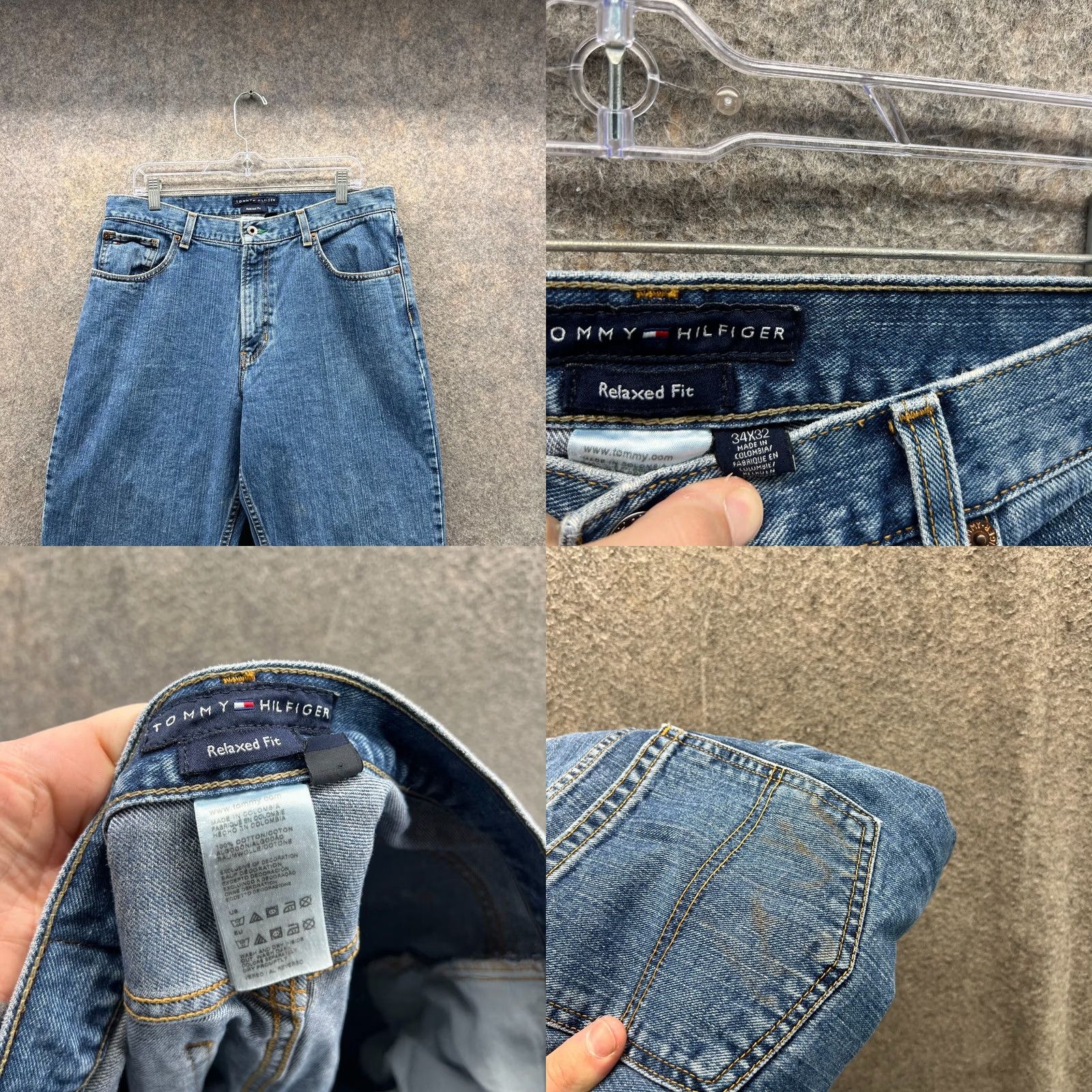 Tommy Hilfiger VINTAGE Tommy Hilfiger Jeans Men 34x32 Blue Denim Cotton Relaxed Straight Baggy VTG Jeans Mens 34x32 Blue Denim Cotton Size US 34 / EU 50 - 8 Thumbnail