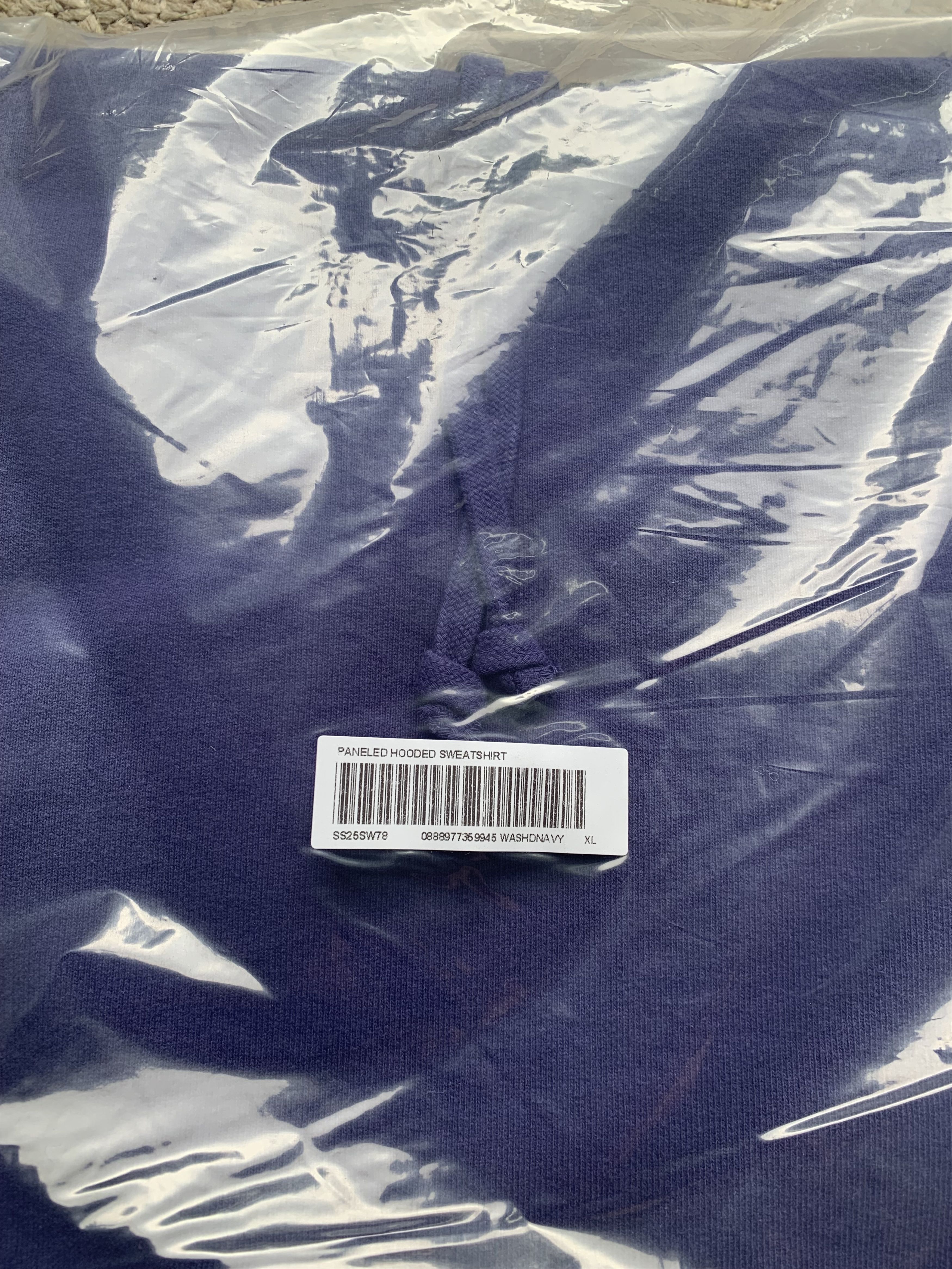 Supreme Paneled Hooded Fleece Sweatshirt Washed Navy Size US XL / EU 56 / 4 - 5 Thumbnail