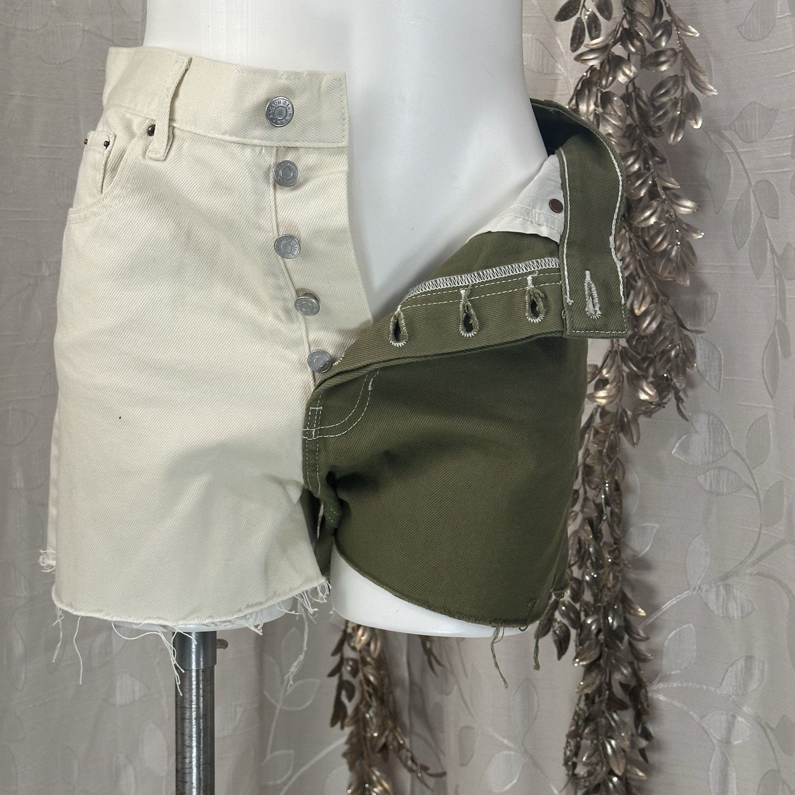 Pacsun PacSun Women’s Size 27 Colorblock Olive & Cream Size 22" - 6 Thumbnail