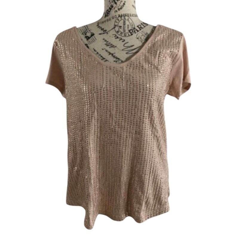 Loft Ann Taylor Loft Beige Sequin Bling Embellished Top Women's Size L / US 10 / IT 46 - 1 Thumbnail