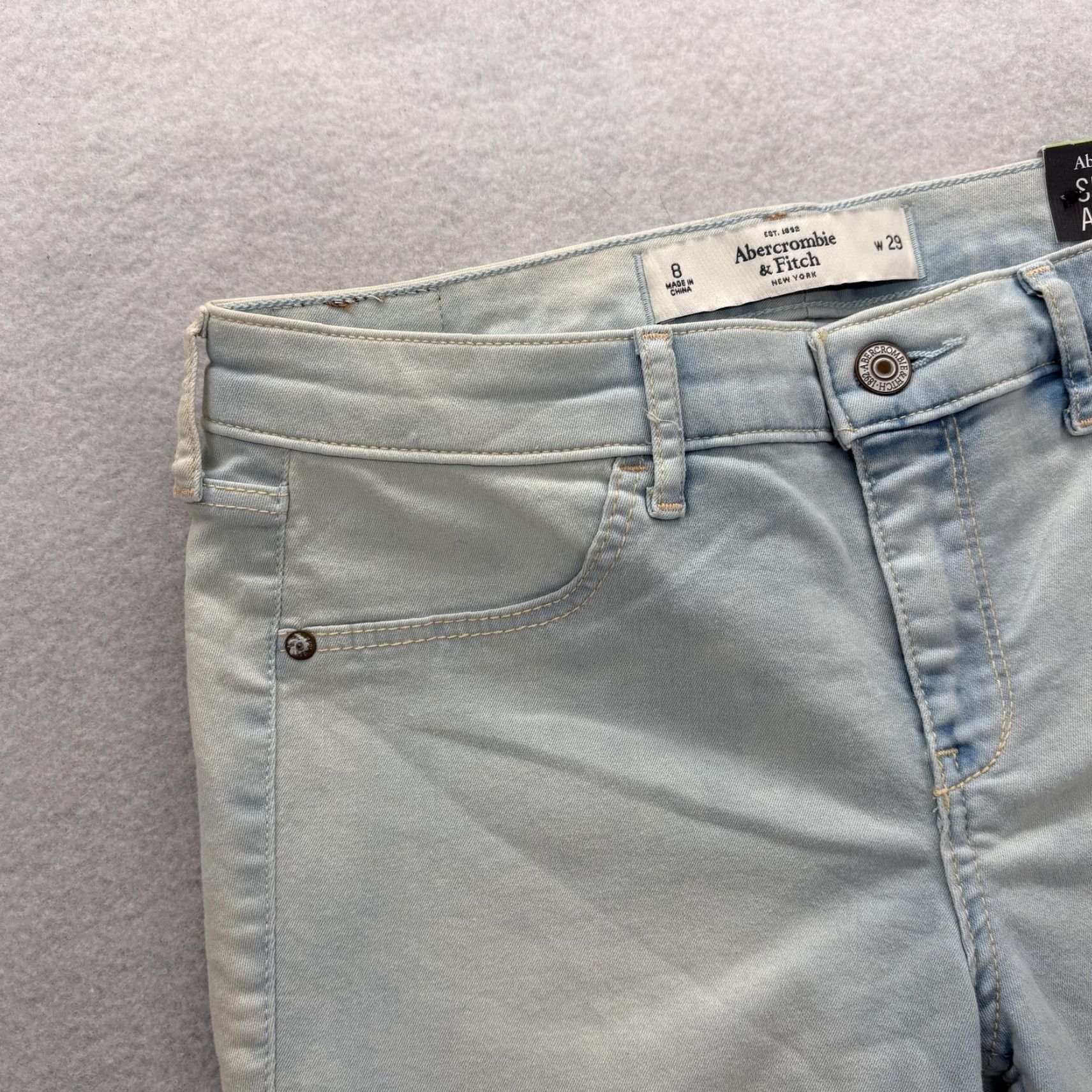 Abercrombie & Fitch Abercrombie & Fitch Super Skinny Ankle Jeans Womens 8 Light Wash Blue Mid Rise Stretch Denim Pockets Size 30" / US 8 / IT 44 - 3 Thumbnail