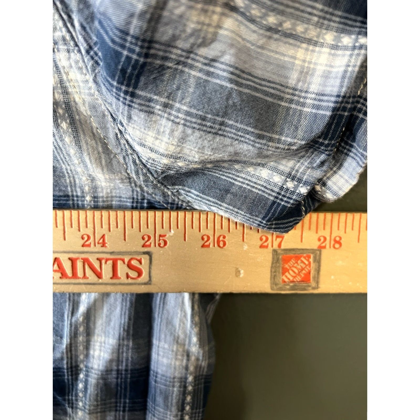 Lucky Brand Lucky Brand Mens Short Sleeve Snap Up Plaid Shirt 2XL Blue, Button-Up, Regular Fit, Mens, 2XL Size US 39 - 4 Thumbnail