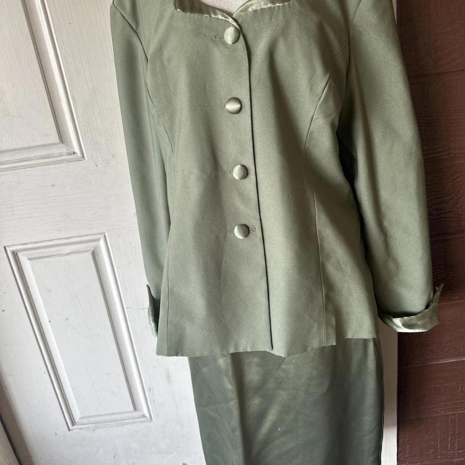 Other VINTAGE 60s 2 Pc Green Suit Set Jacket SkirtSkirt Large Size L / US 10 / IT 46 - 1 Thumbnail