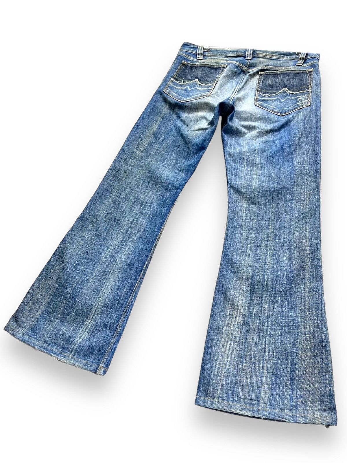 Diesel FYE PUNK🔥DIESEL Distressed Denim Wide Leg Super FLARE Jeans Size US 32 / EU 48 - 5 Thumbnail