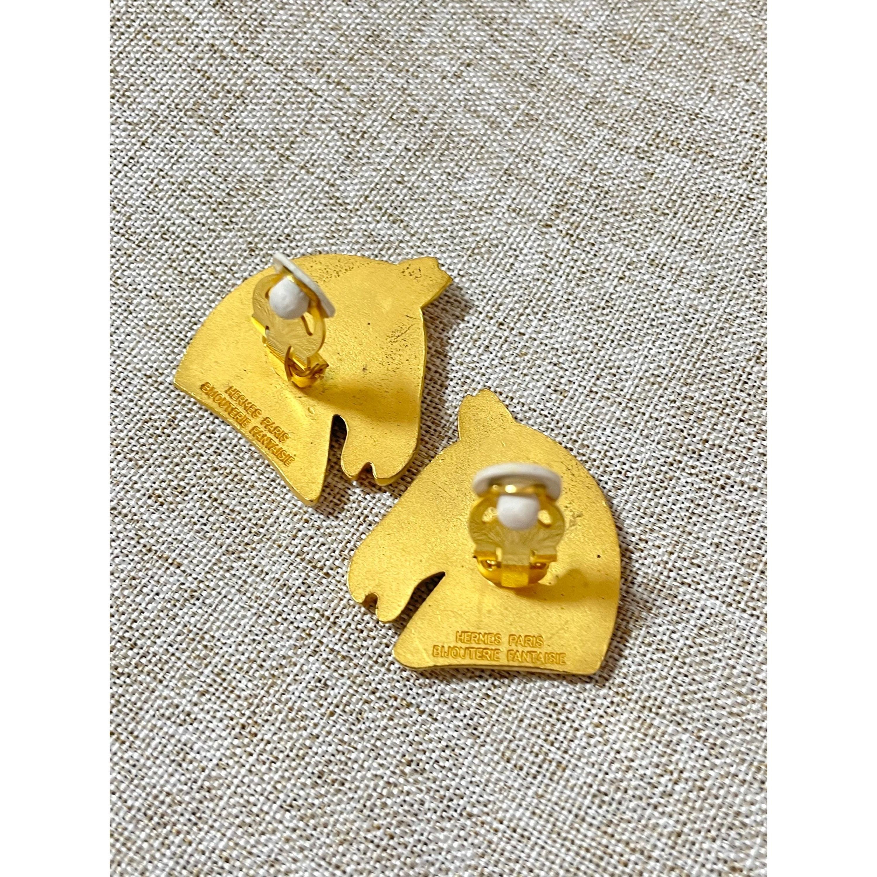 Hermes Vintage HERMES gold tone horse earrings. Size ONE SIZE - 2 Thumbnail