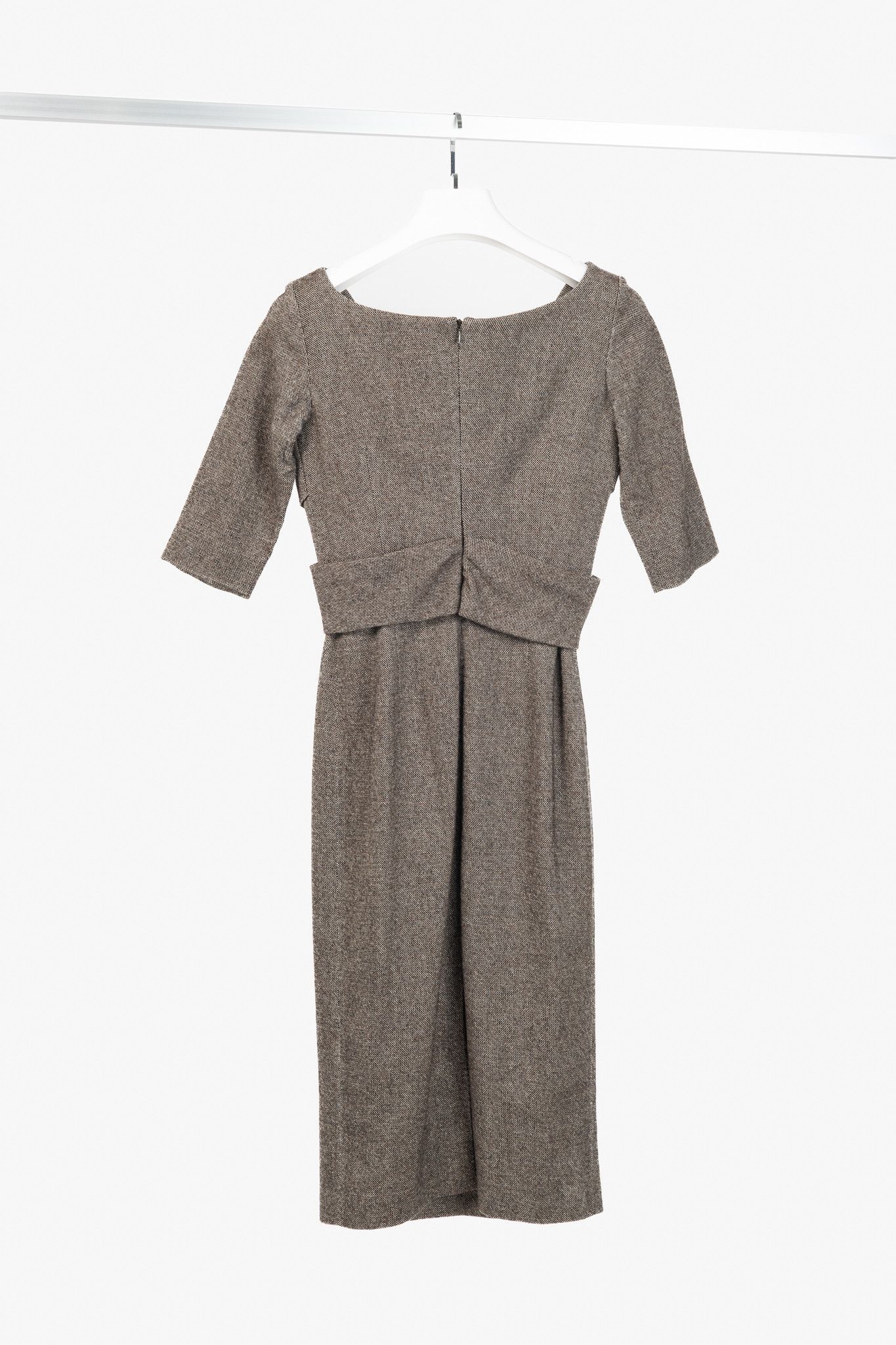 Alexander McQueen Alexander McQueen AW05 Wool Tweed Crossover-Waist Dress Size S / US 4 / IT 40 - 2 Thumbnail