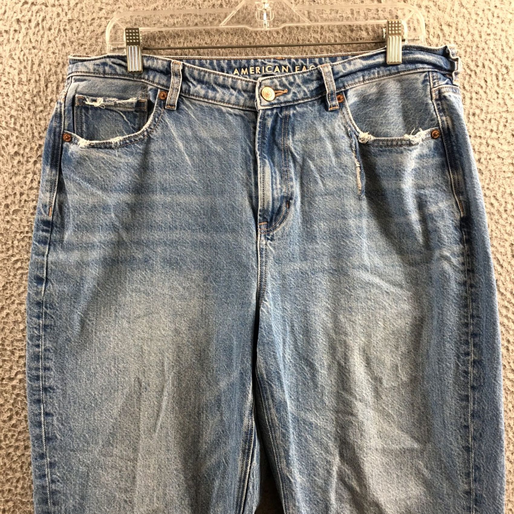 American Eagle Outfitters American Eagle Denim Jeans Women 14 Blue Hi Rise Zip Fly Button Front Pockets - Excellent Condition Size 36" / US 14 / IT 50 - 2 Thumbnail