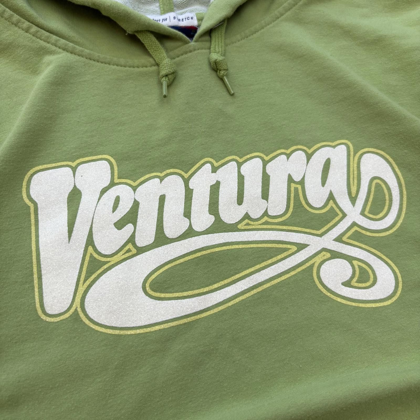 Old Navy Vintage Y2K Old Navy Ventura Glitter Cropped Green Hoodie Size XL / US 12-14 / IT 48-50 - 2 Thumbnail