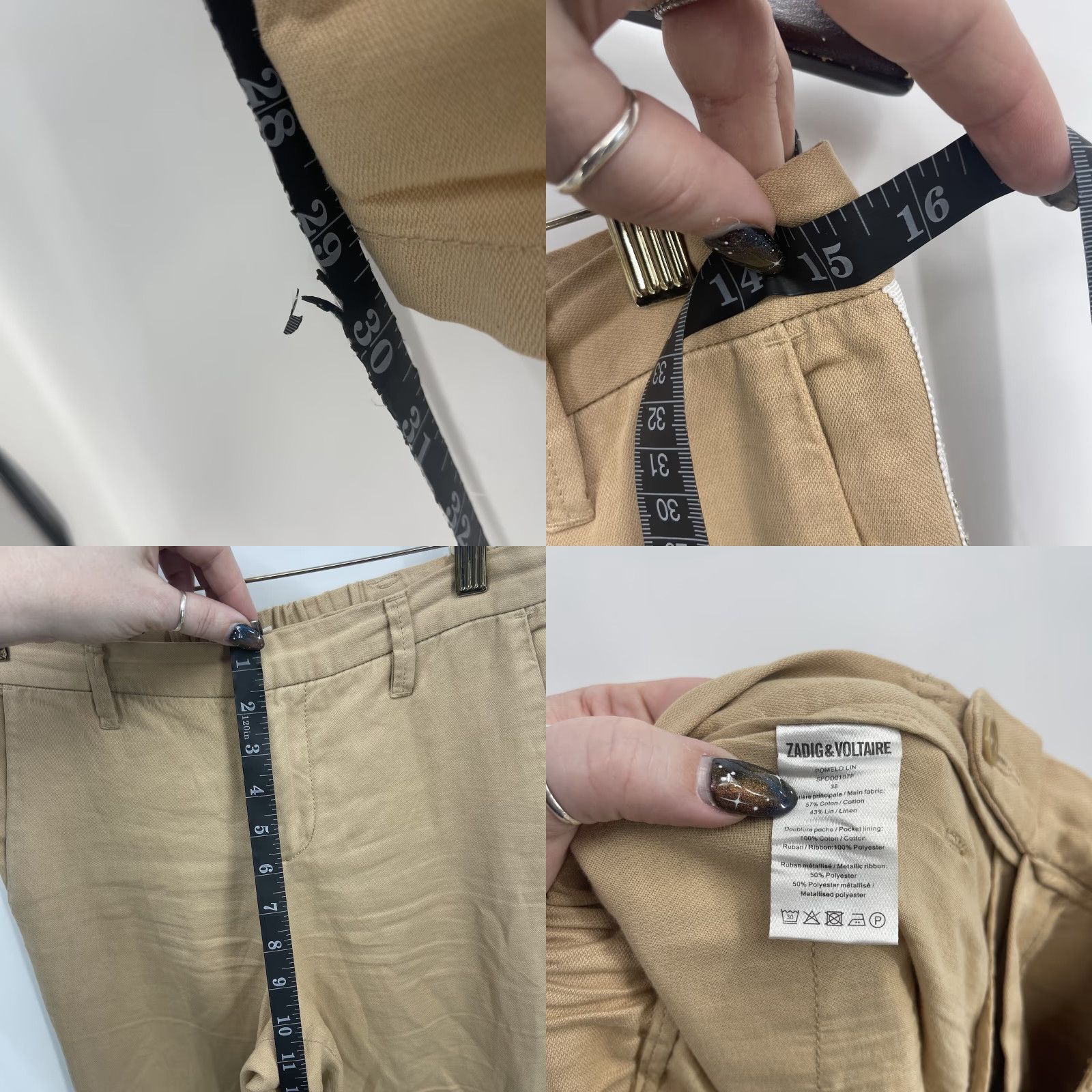 Zadig & Voltaire Zadig & Voltaire Pomelo Pants Women S Linen Beige Flat Front Straight Ankle Bohemian Preppy Women Size 28" / US 6 / IT 42 - 9 Thumbnail